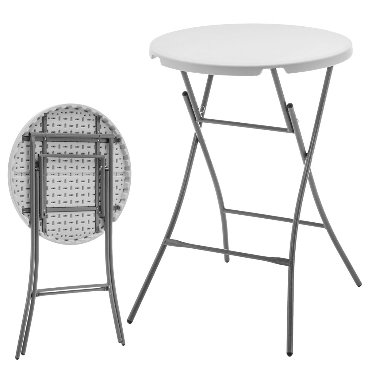 Table pliante | Nagano | Table de jardin ronde blanche pliante | 80 cm de diamètre