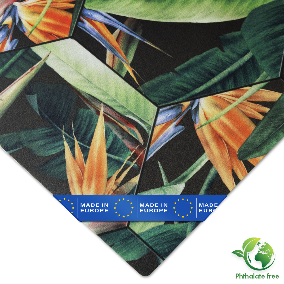 Revêtement de sol 3D CV | Strelitzia 536M | Revêtement de sol en vinyle au design tropical avec un aspect carrelage réaliste