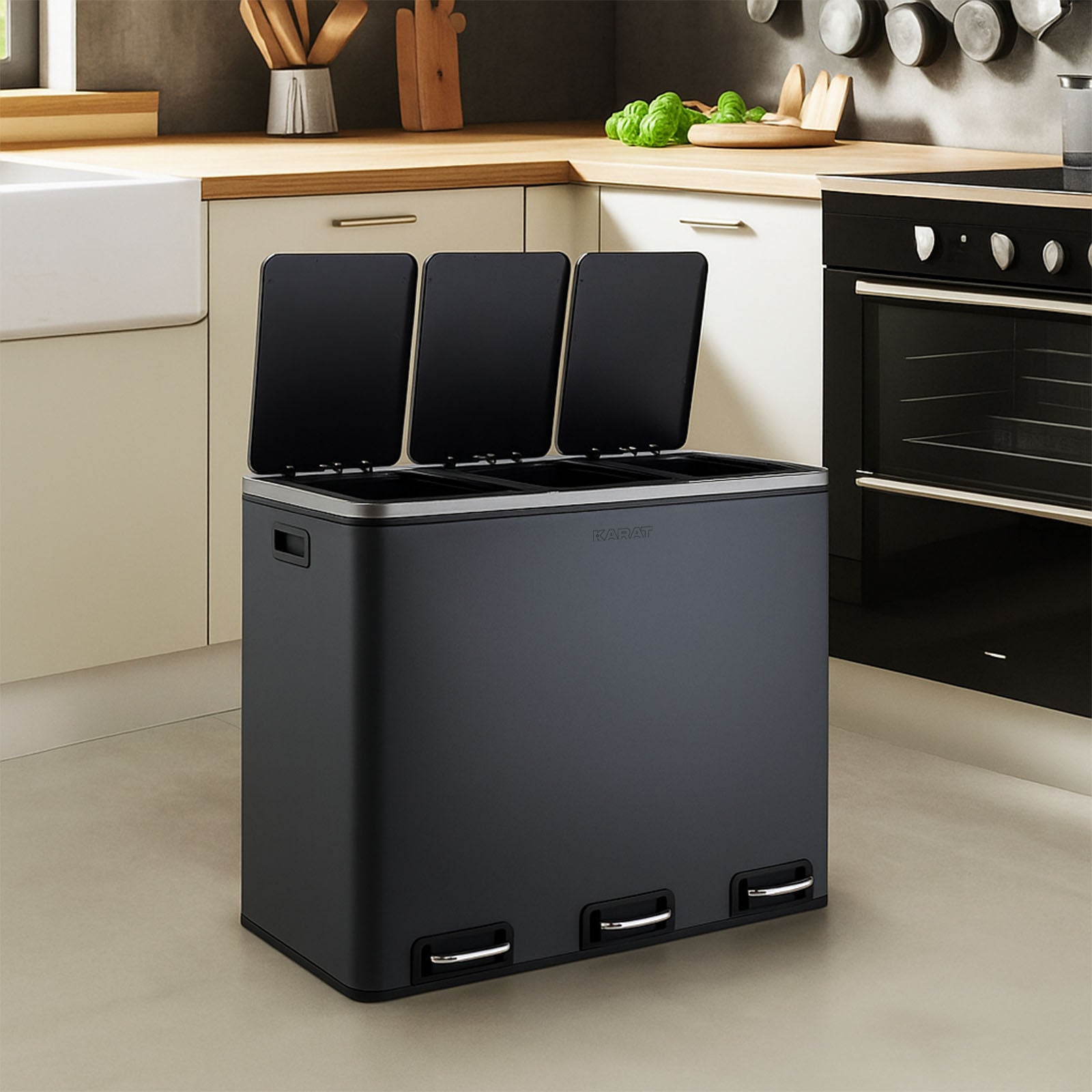 Poubelle en Métal à Pédale et Couvercle | Felix | Option de Tri | Disponible en 5 Couleurs | 30 ou 60 Litres