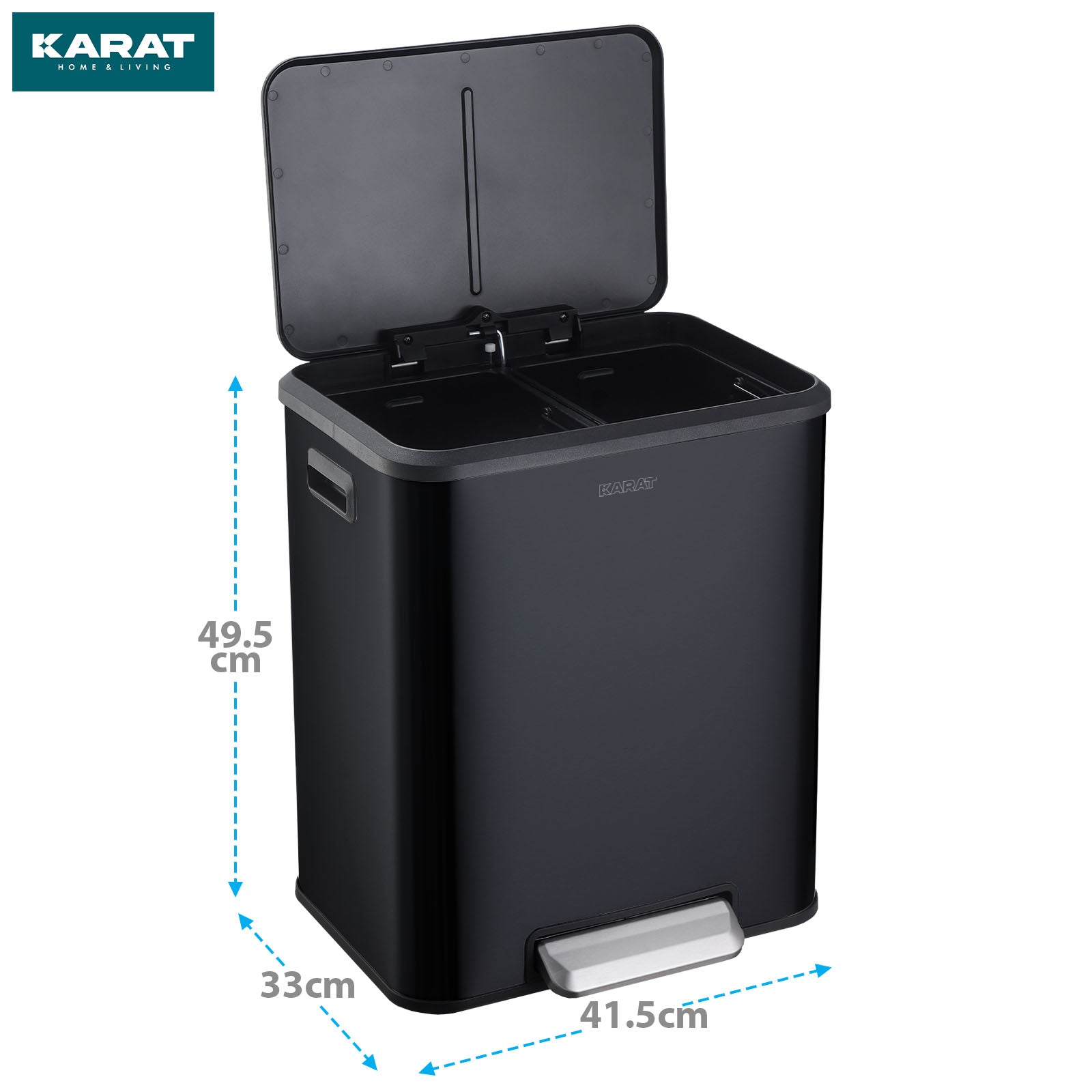 Poubelle | Jack | Capacité 30 L | Tri sélectif 2 voies | Soft-Close & Pedal | Acier inoxydable ou noir
