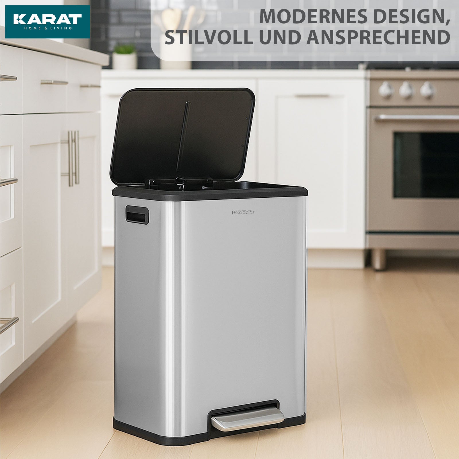 Poubelle | Jack | Capacité 30 L | Tri sélectif 2 voies | Soft-Close & Pedal | Acier inoxydable ou noir