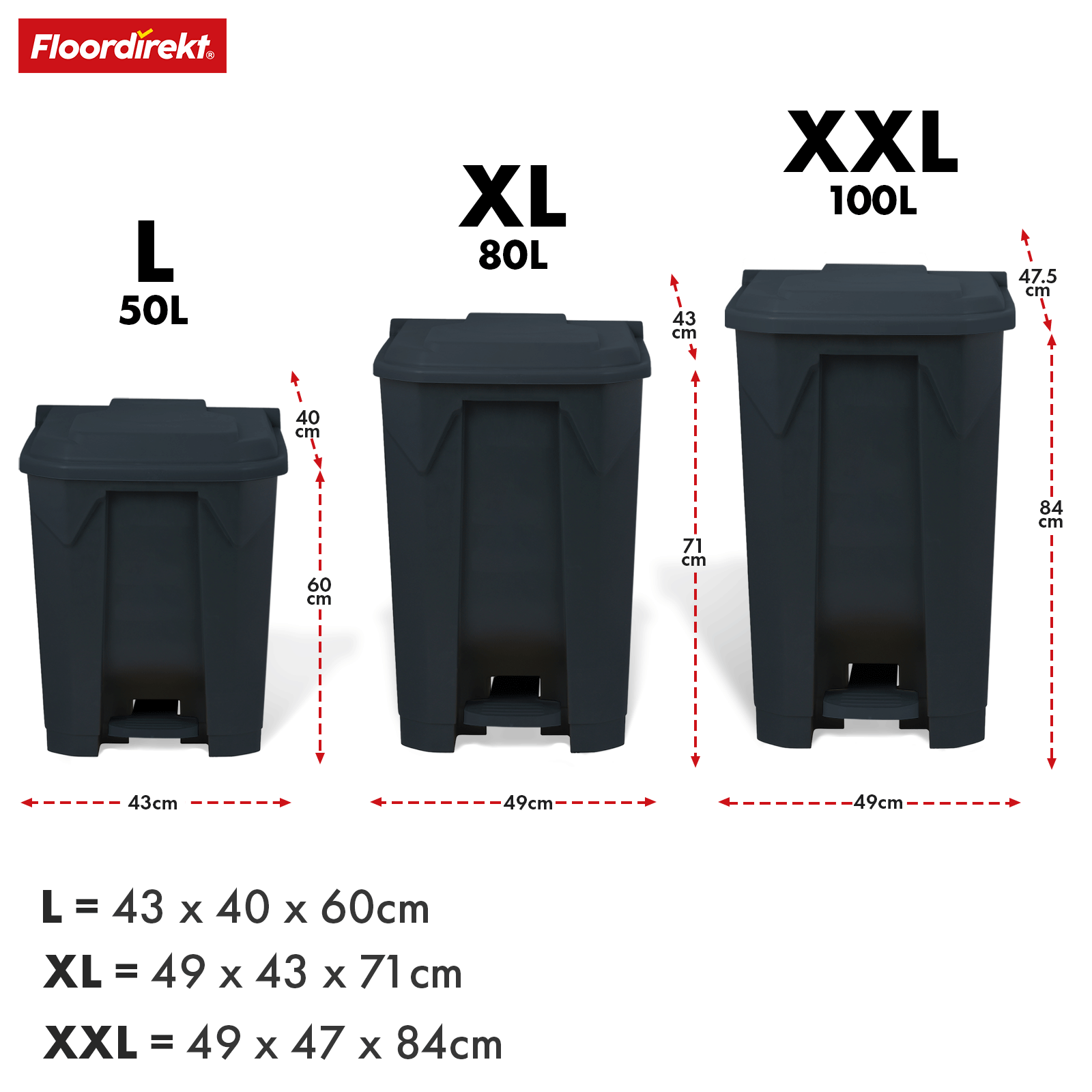 Poubelle | Olaf | Poubelle Step-On robuste | Pour la maison, le bureau & le commerce | Différentes couleurs & tailles