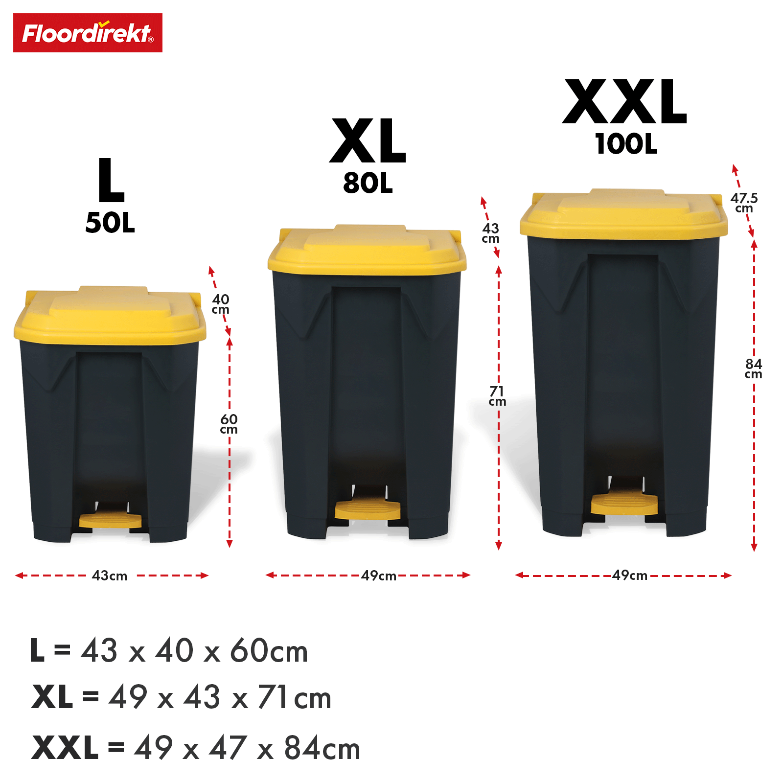 Poubelle | Olaf | Poubelle Step-On robuste | Pour la maison, le bureau & le commerce | Différentes couleurs & tailles