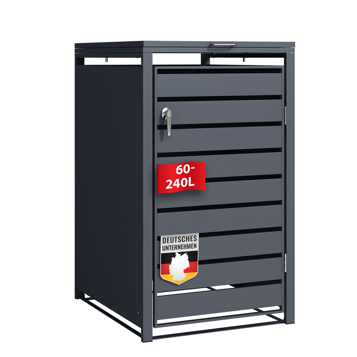 Abri pour poubelles | Magnus | Habillage de poubelle anthracite résistant aux intempéries avec cadre en acier inoxydable | 1-3 portes | Convient pour les poubelles de 60-240 L