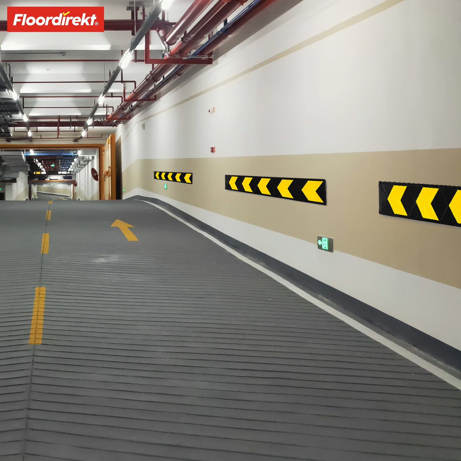 Protection murale | Aoraki | Pare-chocs robuste avec flèches réfléchissantes pour garages et parkings à étages