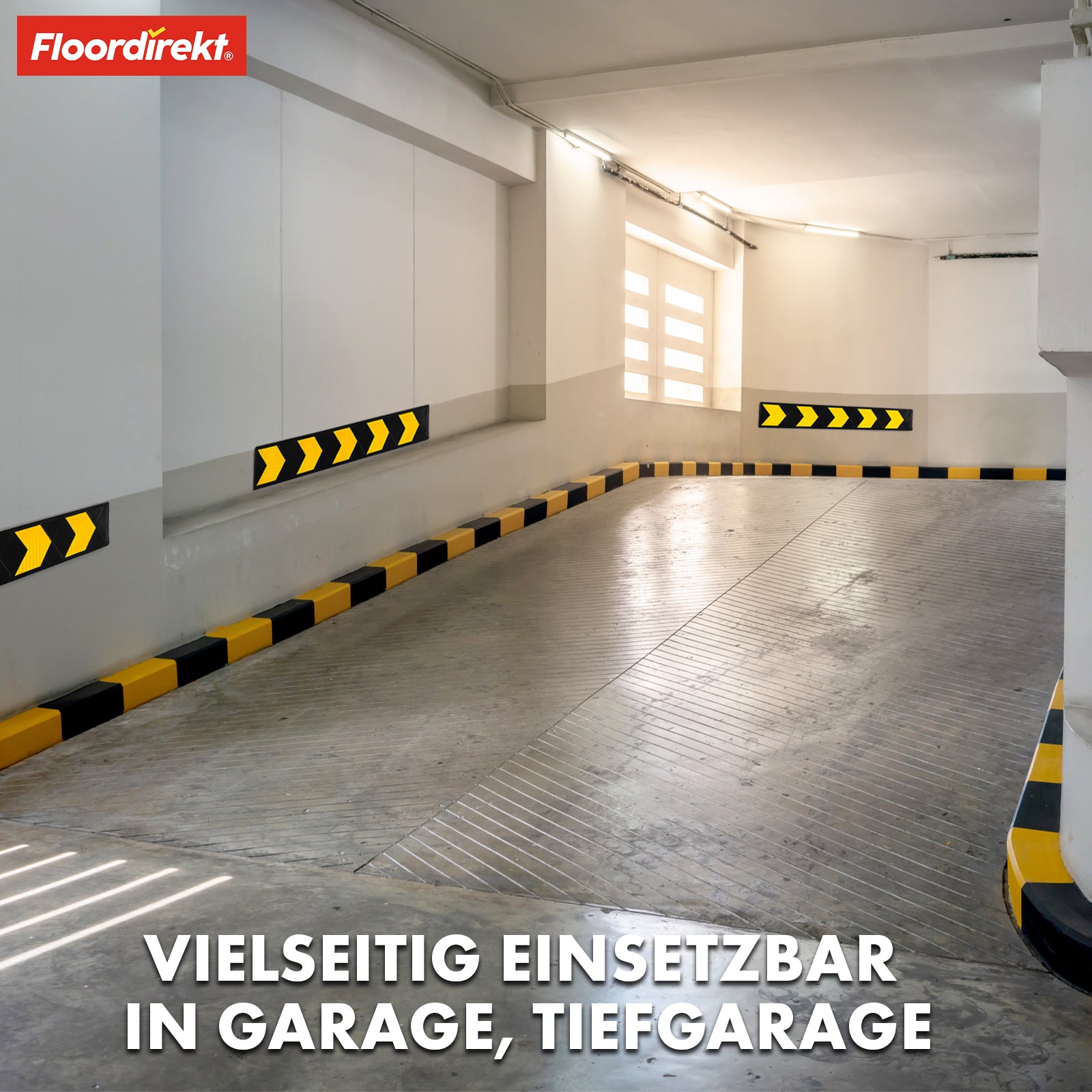 Protection murale | Aoraki | Pare-chocs robuste avec flèches réfléchissantes pour garages et parkings à étages