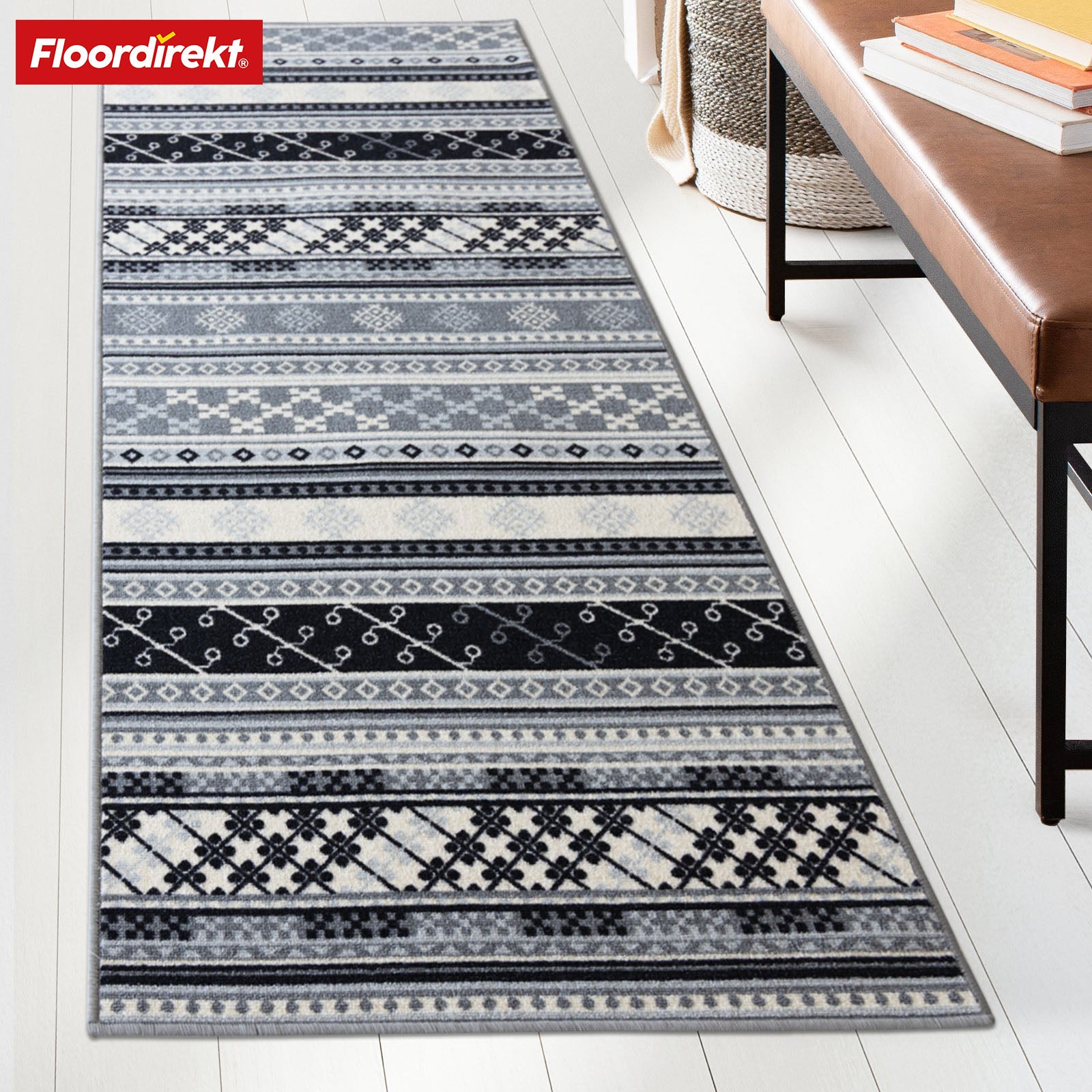 Tapis de passage sur mesure | Mykonos | Chaîné, antidérapant & idéal pour le couloir, la cuisine ou l'entrée
