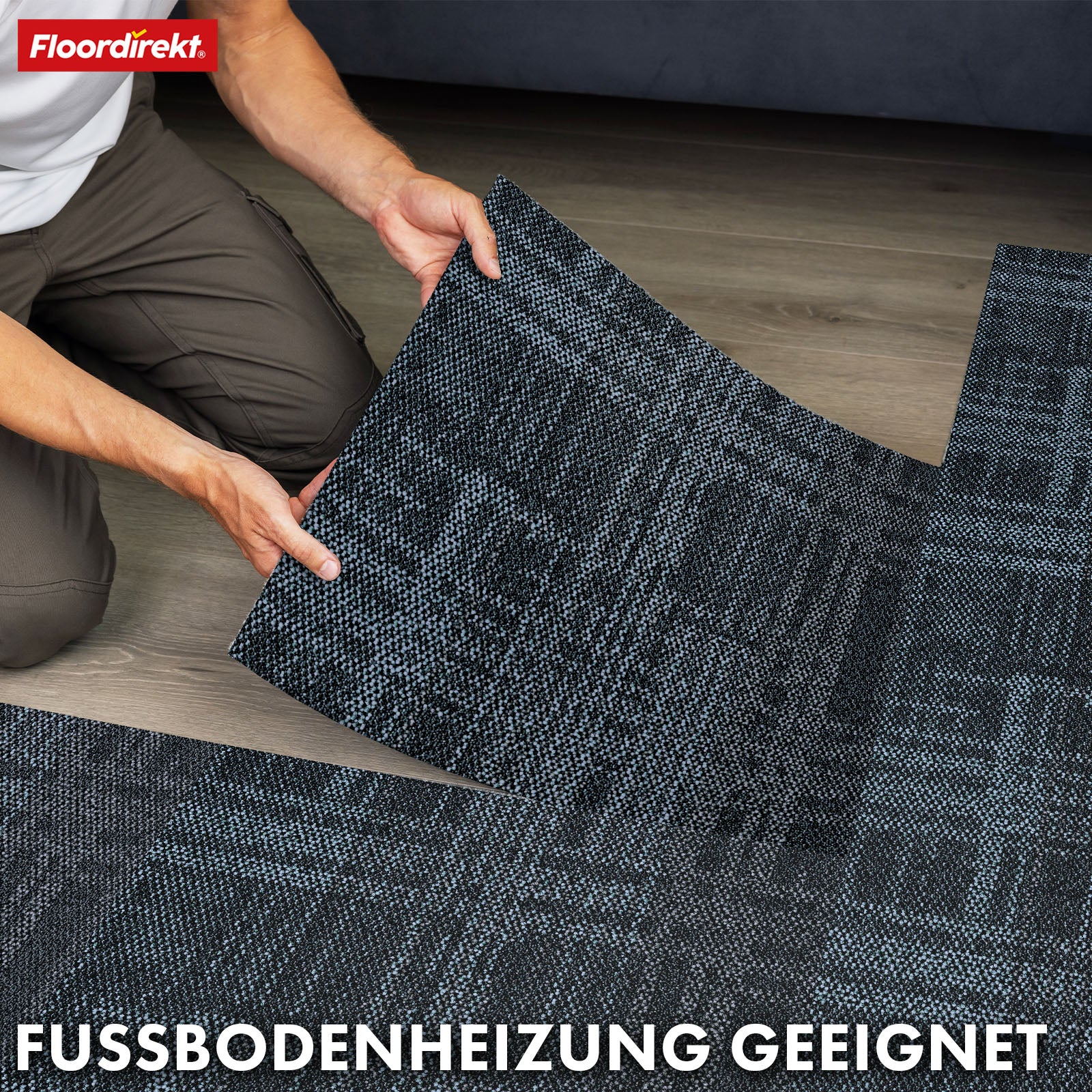 Dalles de moquette | Luzern | 50 x 50 cm | Confortable, insonorisant & adapté au chauffage au sol | Disponible en 4 couleurs