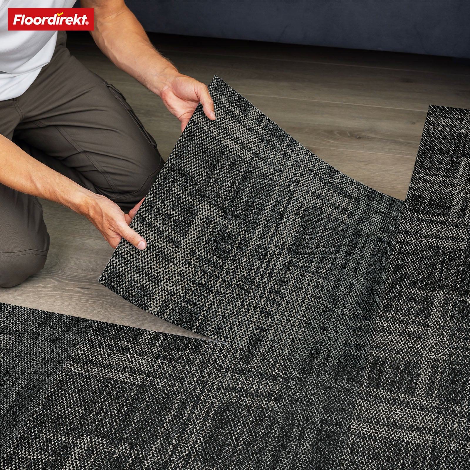 Dalles de moquette | Luzern | 50 x 50 cm | Confortable, insonorisant & adapté au chauffage au sol | Disponible en 4 couleurs