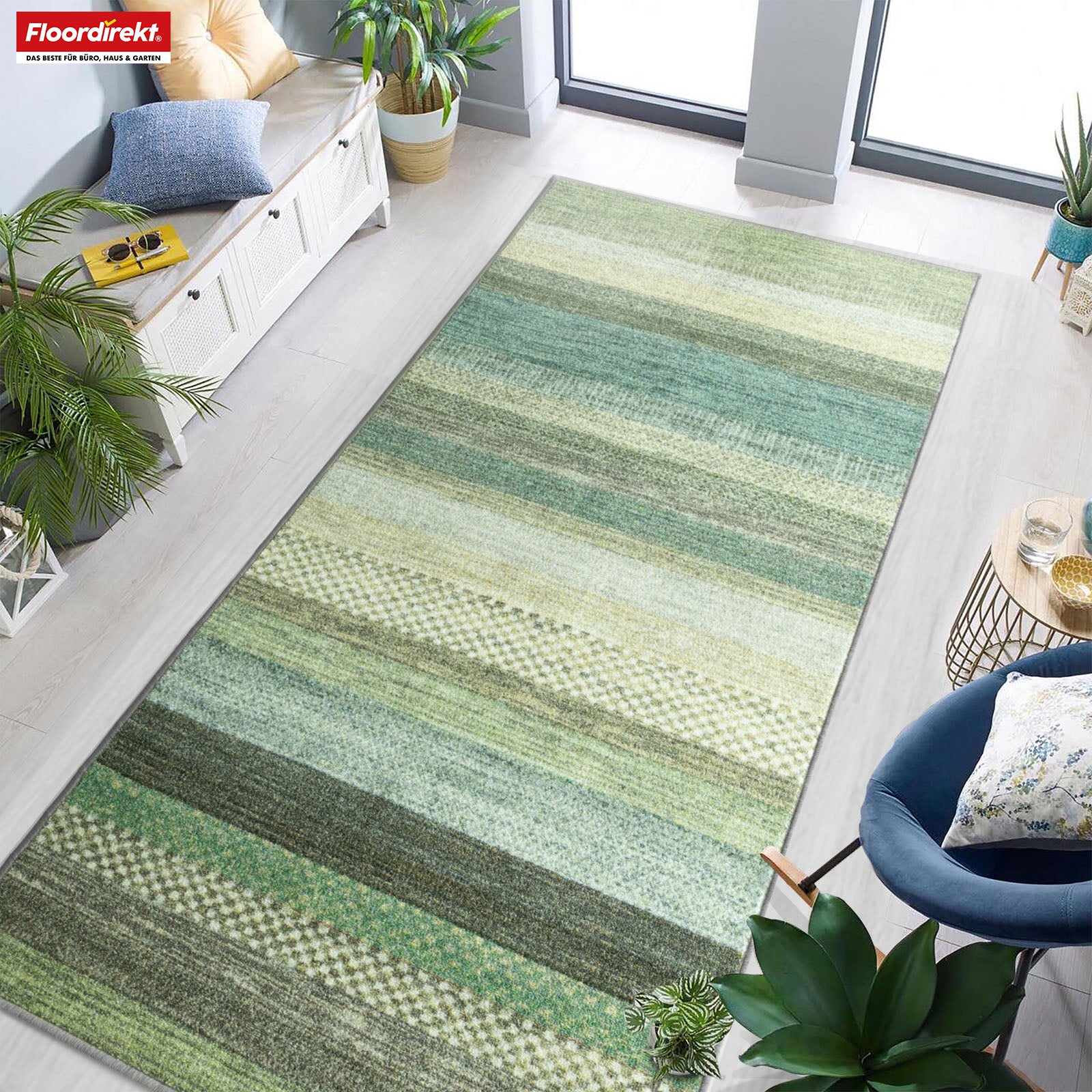 Tapis de passage sur mesure | Naxos | Antidérapant, résistant & facile d'entretien | Nombreuses variantes de couleurs dans un style moderne