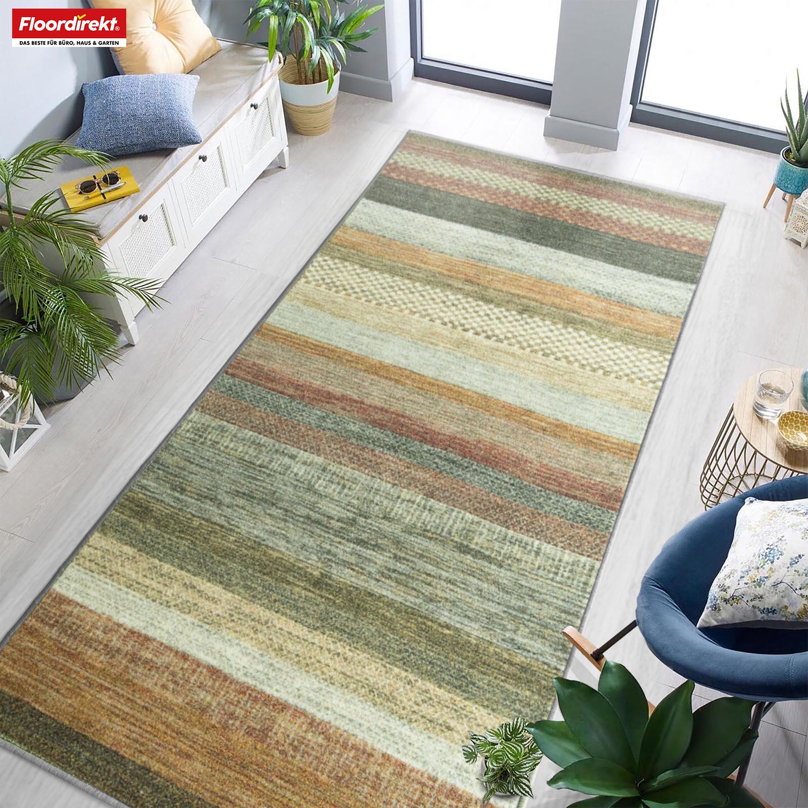 Tapis de passage sur mesure | Naxos | Antidérapant, résistant & facile d'entretien | Nombreuses variantes de couleurs dans un style moderne