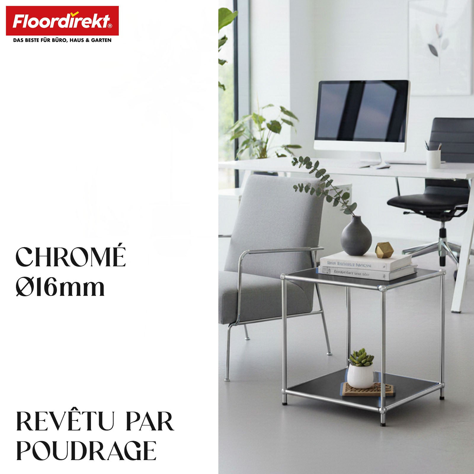 Étagère métallique | Concept Epure MK-012 | Étagère d'appoint et de rangement ouverte avec 2 tablettes | Disponible en plusieurs couleurs