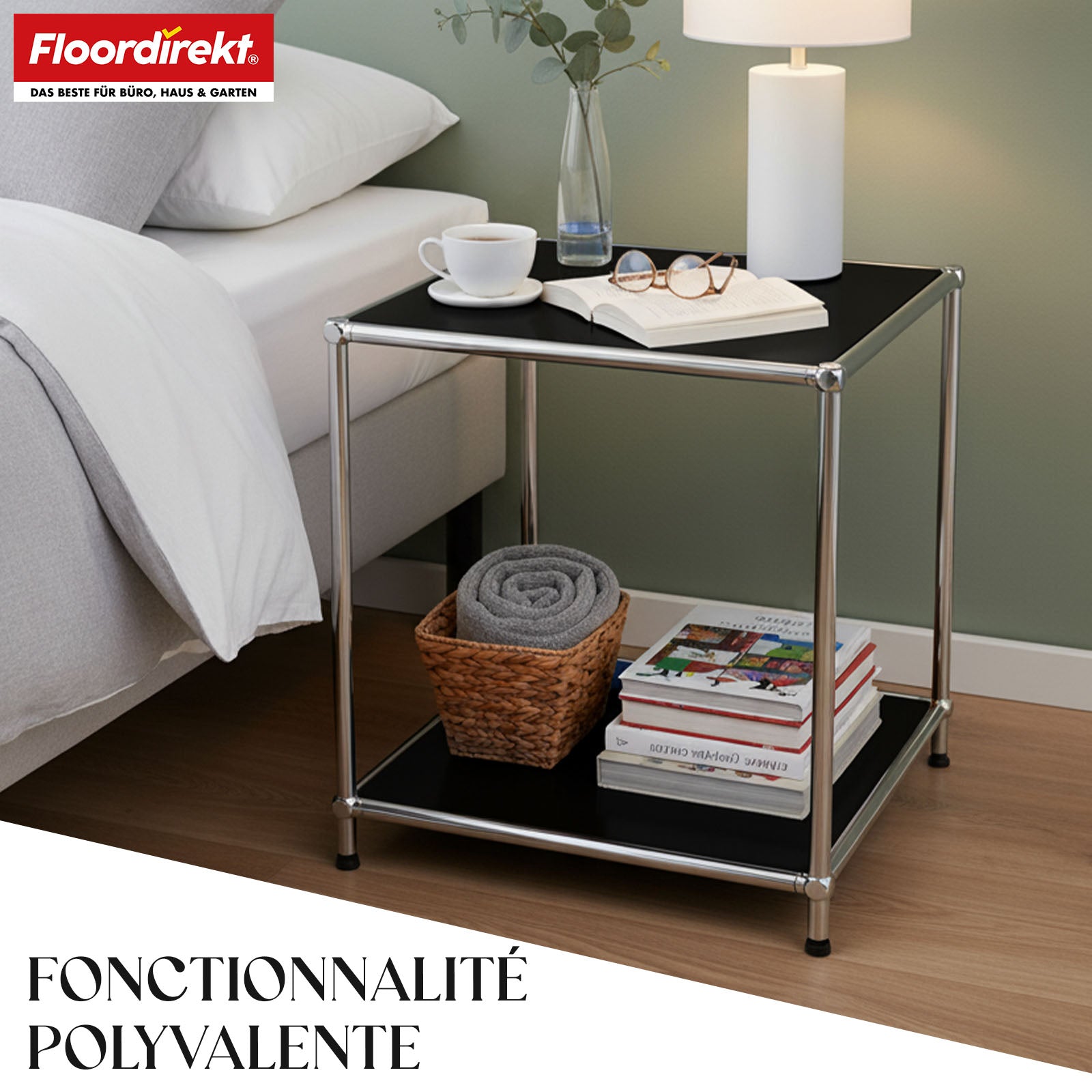 Étagère métallique | Concept Epure MK-012 | Étagère d'appoint et de rangement ouverte avec 2 tablettes | Disponible en plusieurs couleurs