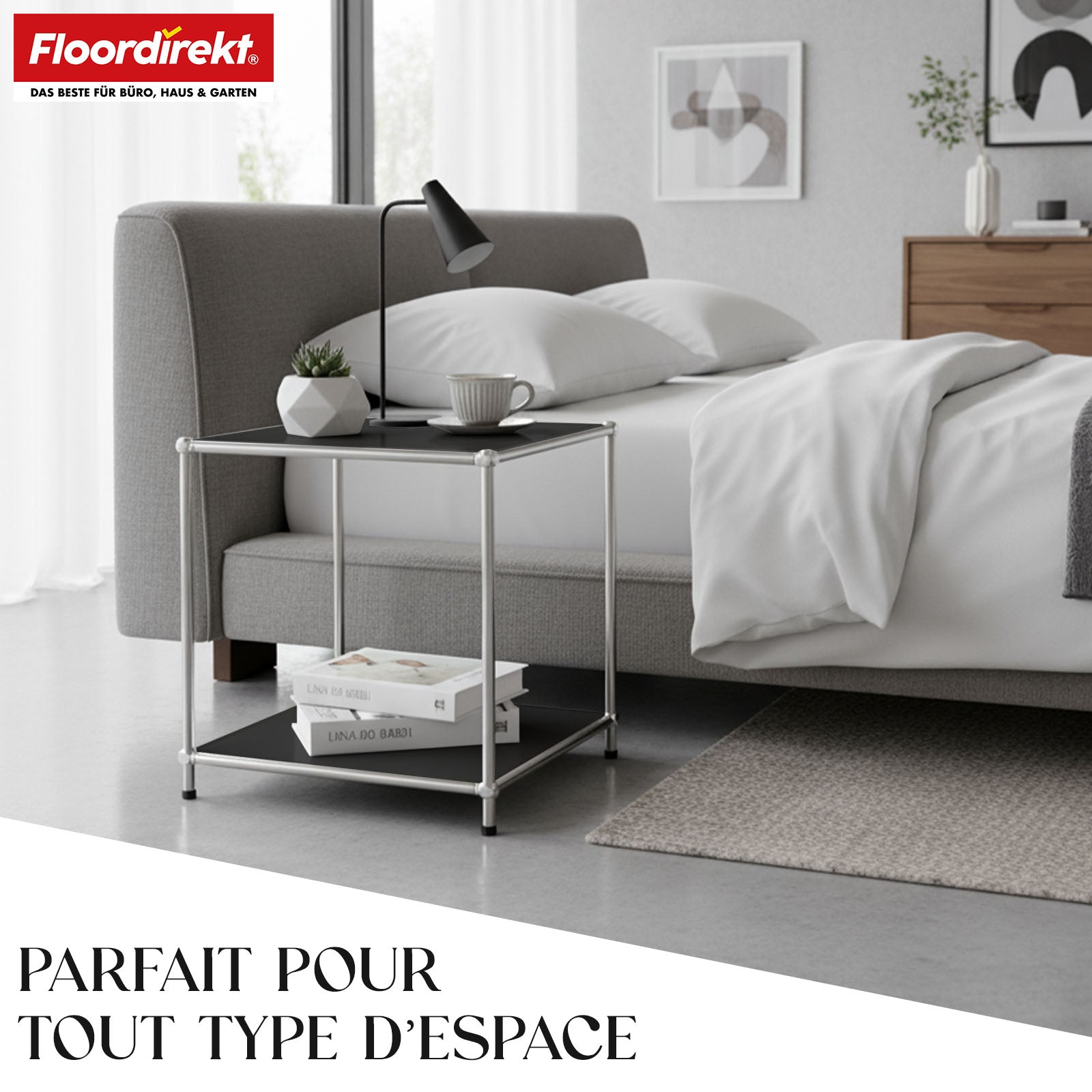 Étagère métallique | Concept Epure MK-012 | Étagère d'appoint et de rangement ouverte avec 2 tablettes | Disponible en plusieurs couleurs