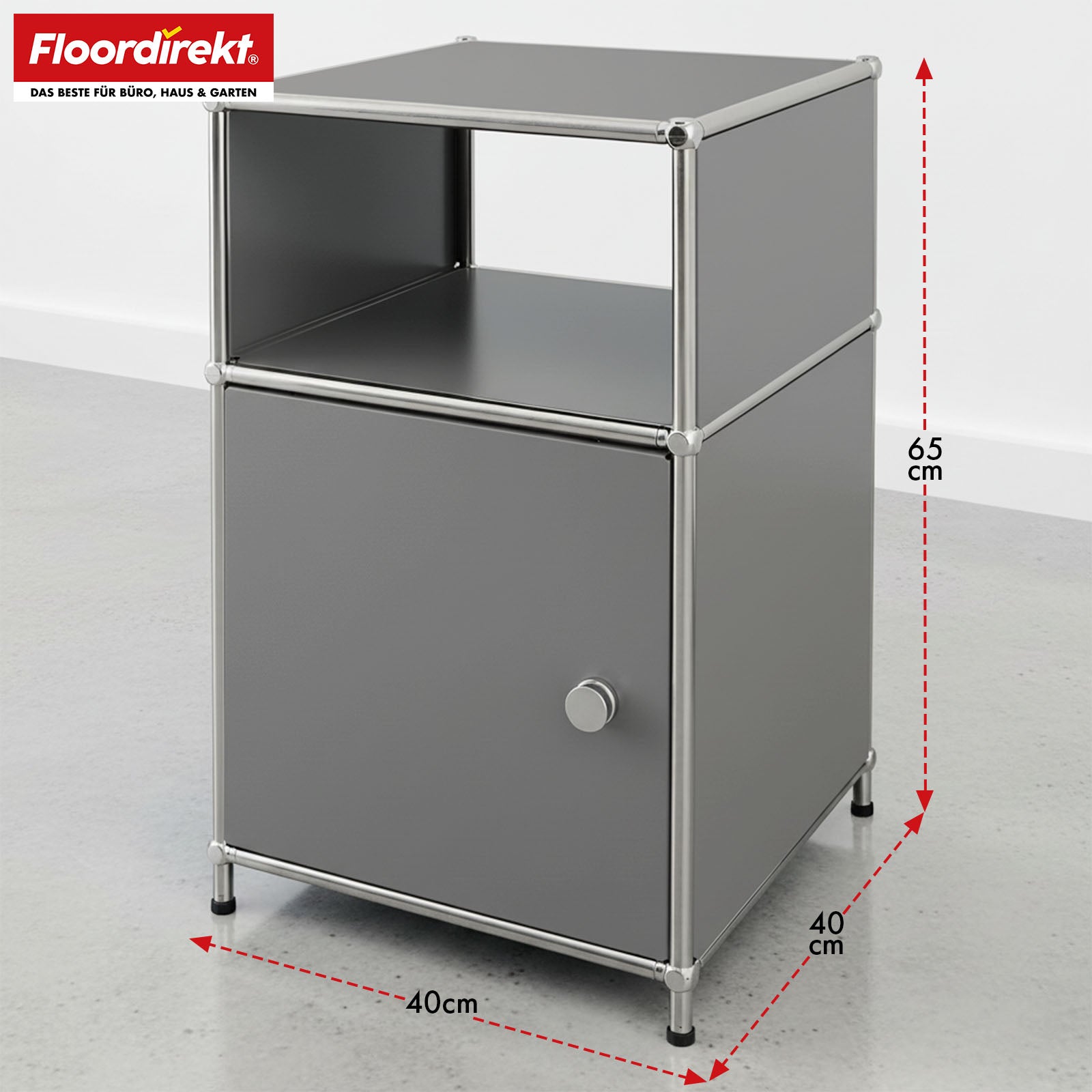 Étagère métallique | Concept Epure MK-040 | Étagère de rangement à 3 niveaux avec porte et tablettes | Disponible en plusieurs couleurs