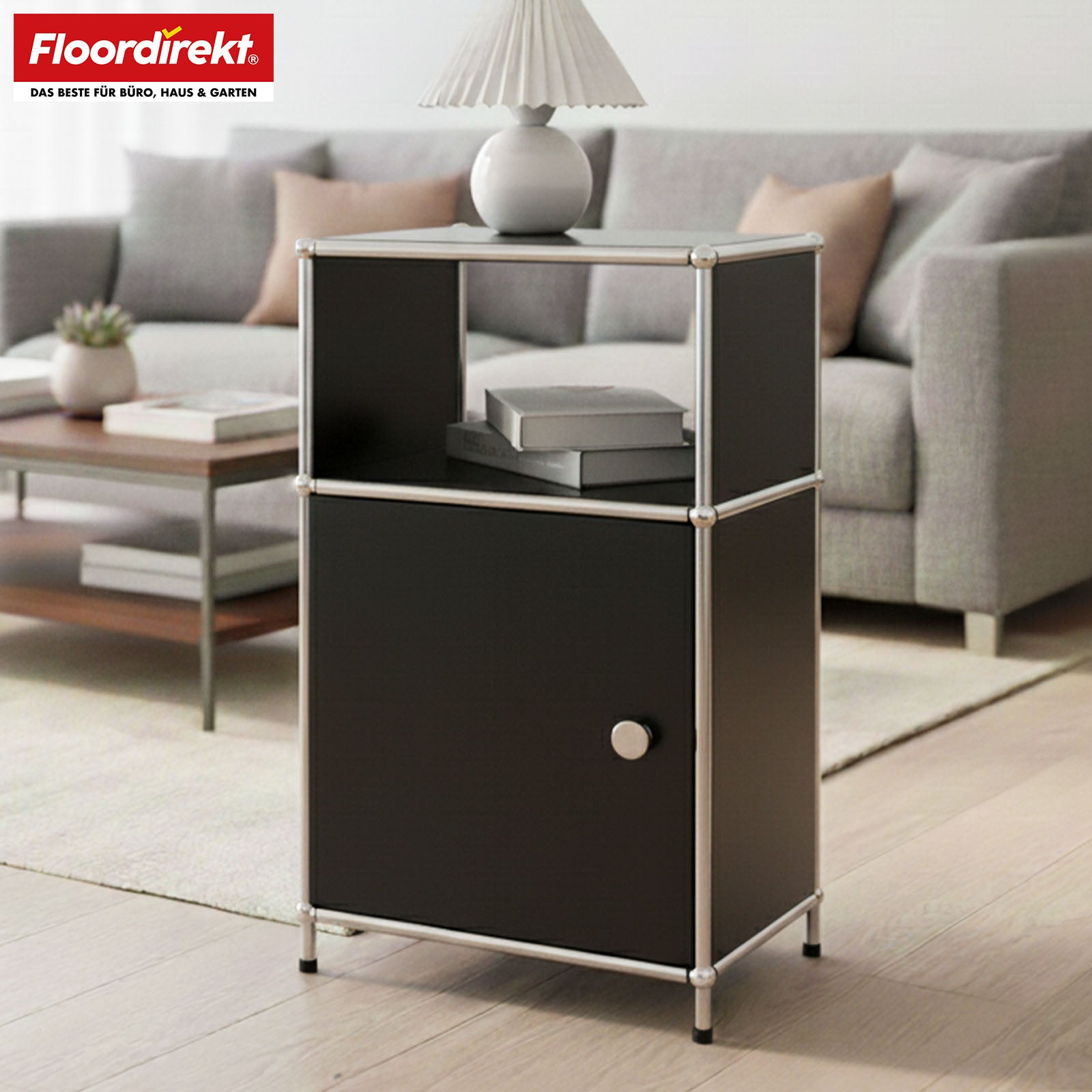 Étagère métallique | Concept Epure MK-040 | Étagère de rangement à 3 niveaux avec porte et tablettes | Disponible en plusieurs couleurs