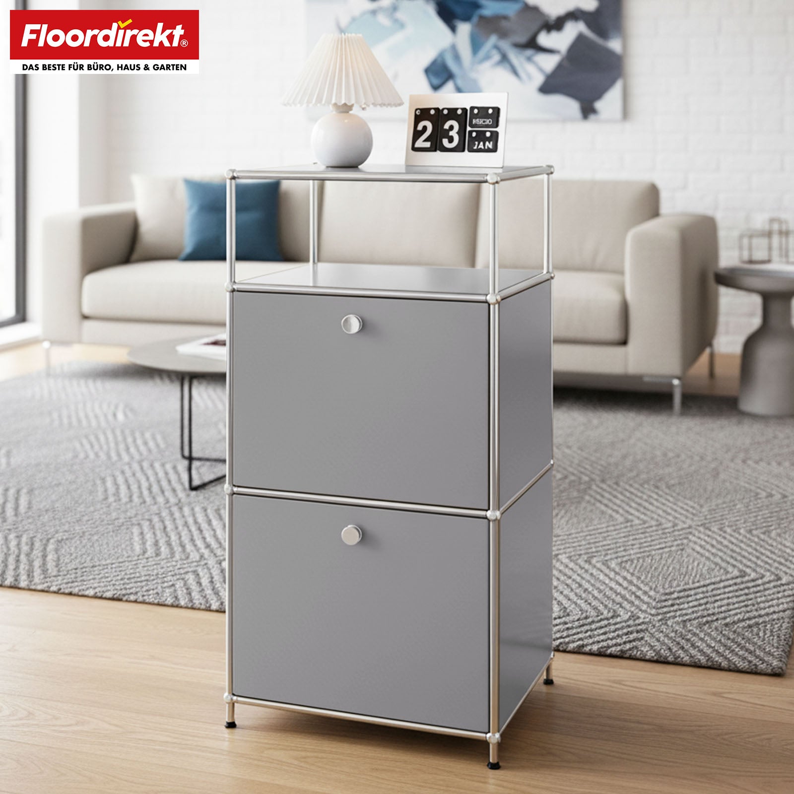 Étagère métallique | Concept Epure MK-120 | Étagère de rangement avec compartiments verrouillables, compartiment ouvert et tablette | Disponible en plusieurs couleurs