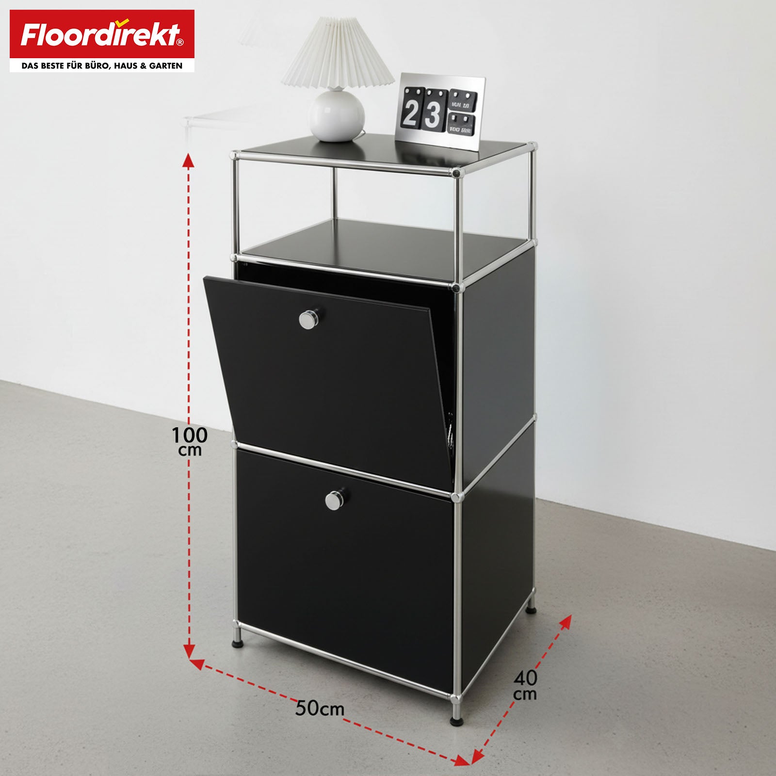 Étagère métallique | Concept Epure MK-120 | Étagère de rangement avec compartiments verrouillables, compartiment ouvert et tablette | Disponible en plusieurs couleurs