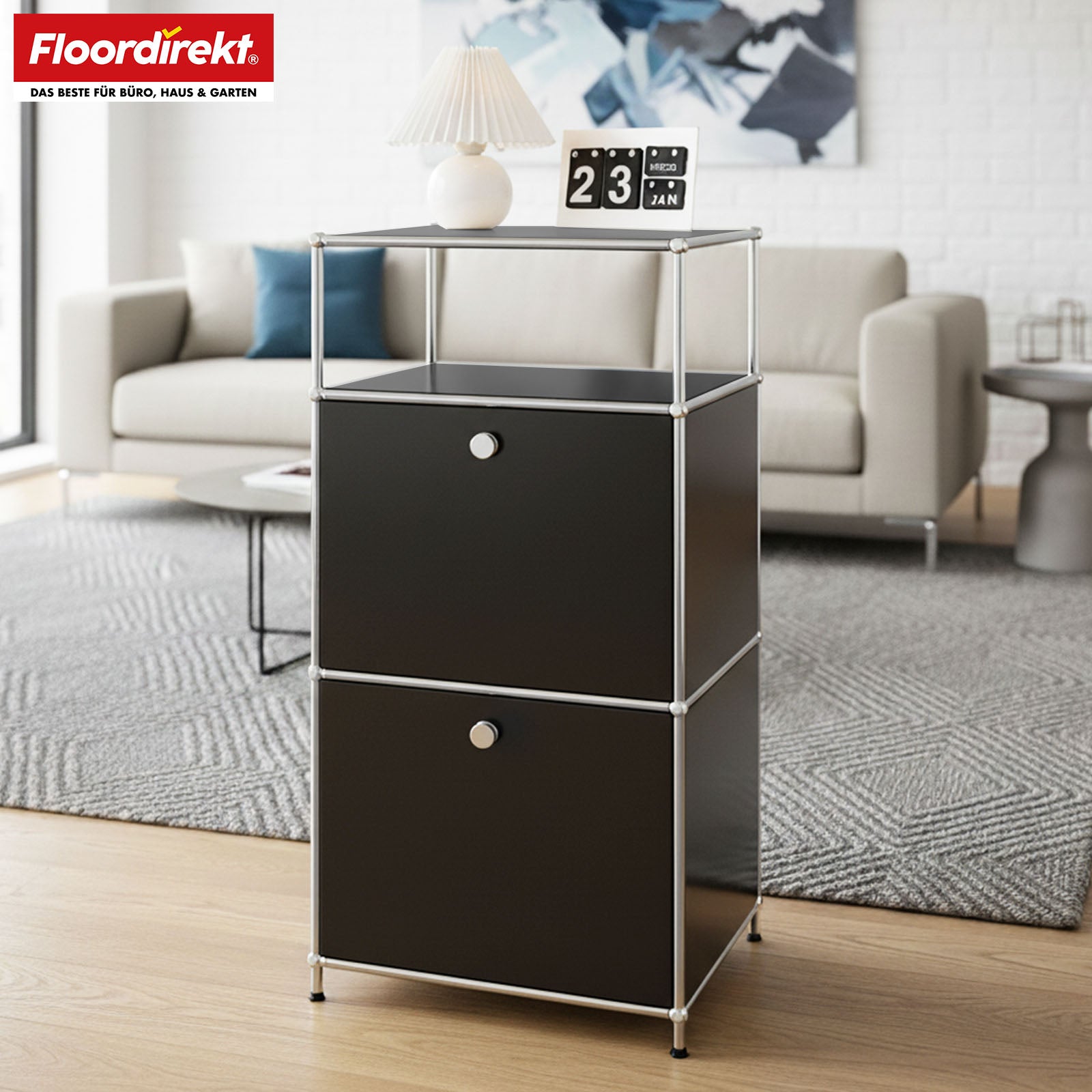 Étagère métallique | Concept Epure MK-120 | Étagère de rangement avec compartiments verrouillables, compartiment ouvert et tablette | Disponible en plusieurs couleurs