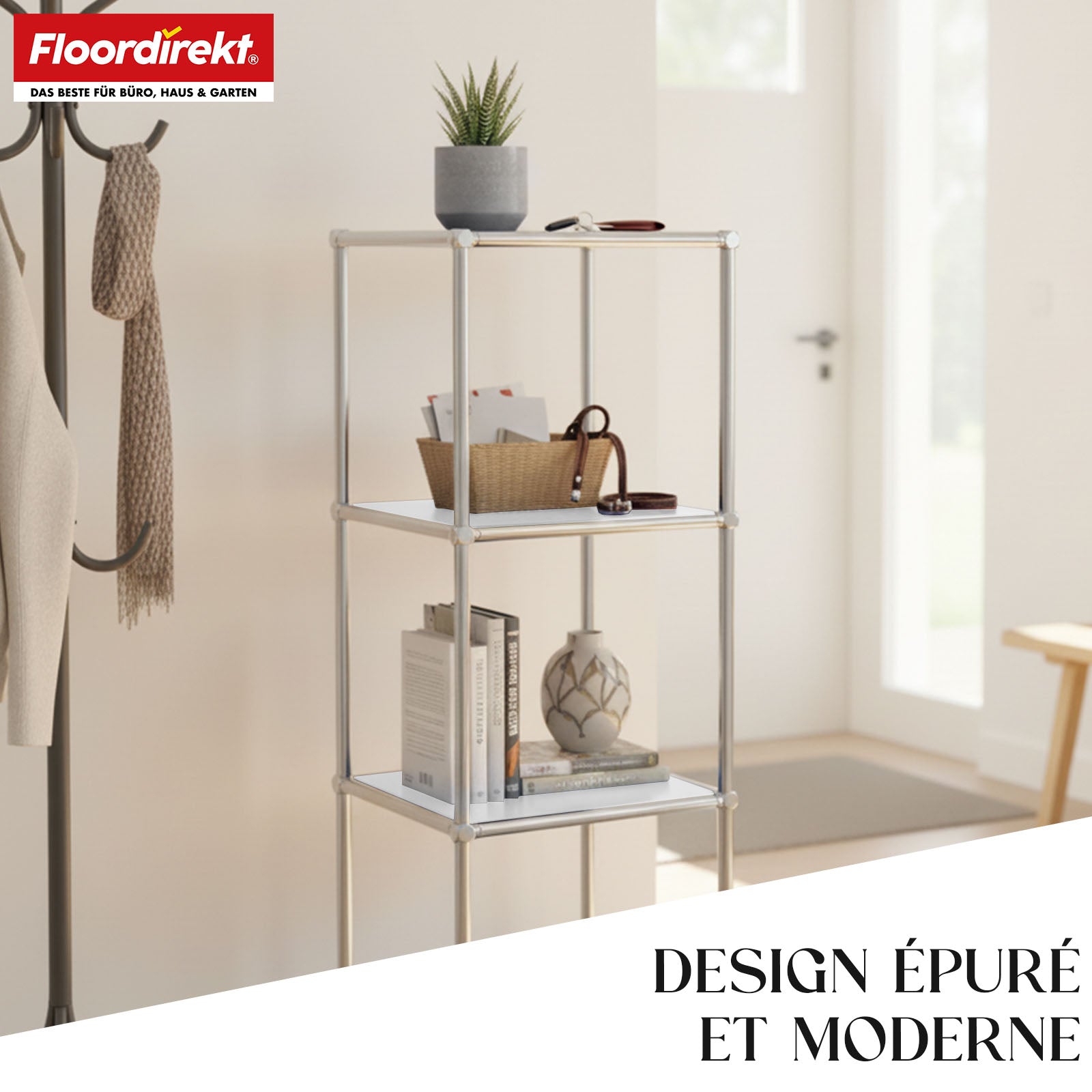 Étagère métallique | Concept Epure MK-005 | Étagère à 4 niveaux avec tablettes ouvertes | Disponible en plusieurs couleurs