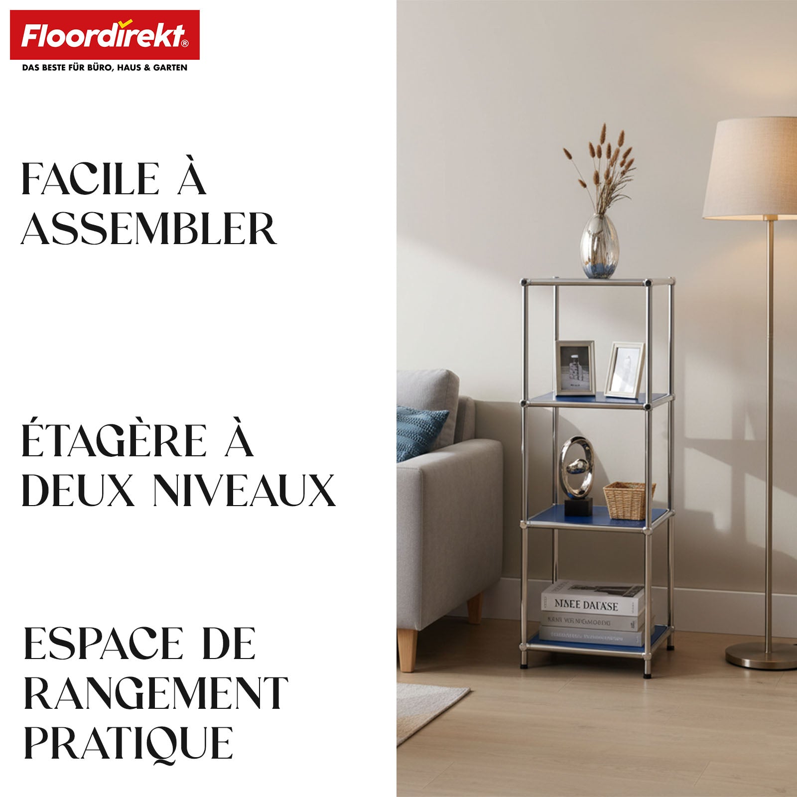 Étagère métallique | Concept Epure MK-005 | Étagère à 4 niveaux avec tablettes ouvertes | Disponible en plusieurs couleurs