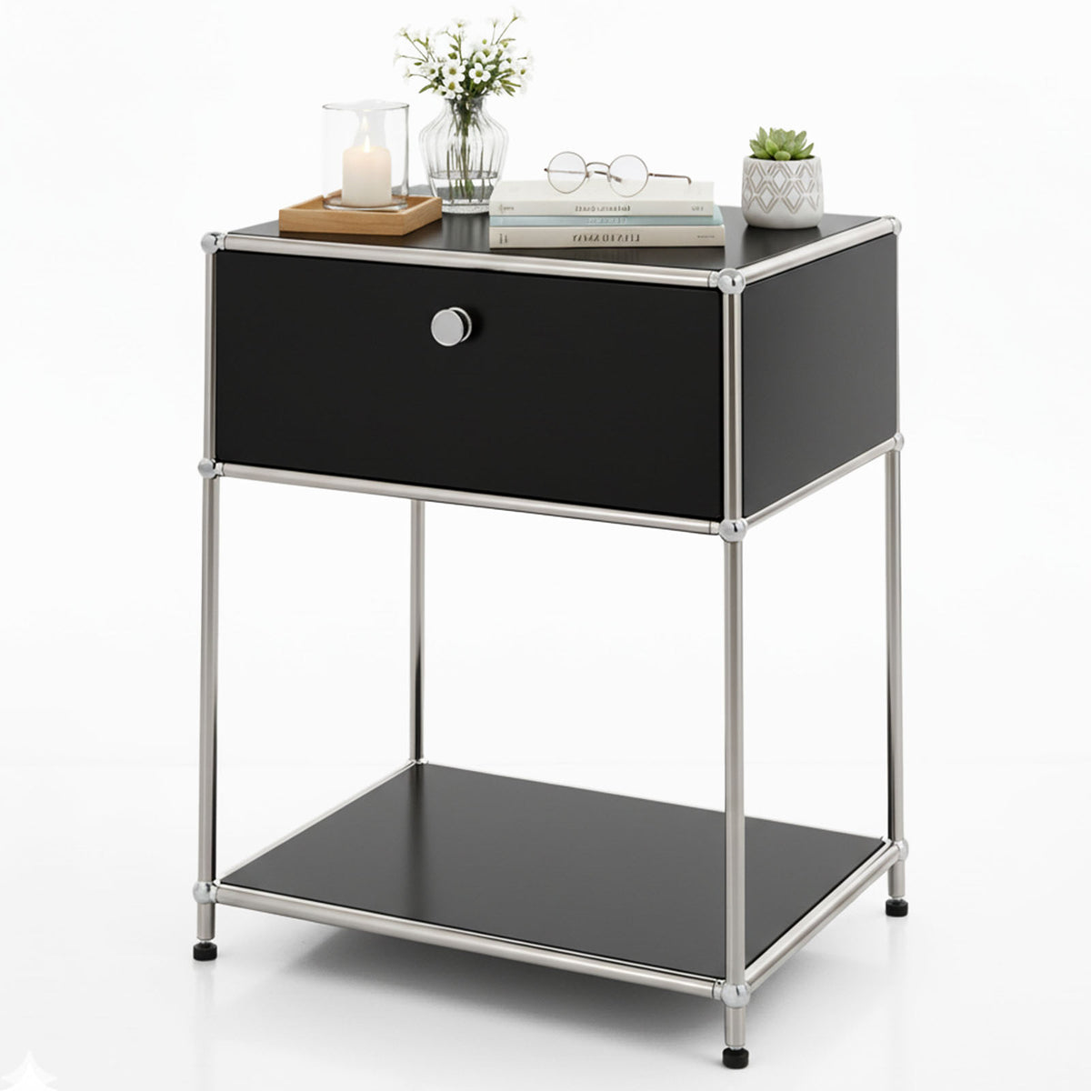 Étagère métallique | Concept Epure MK-139 | Étagère d'appoint et de rangement avec tiroir et tablettes | Disponible en plusieurs couleurs