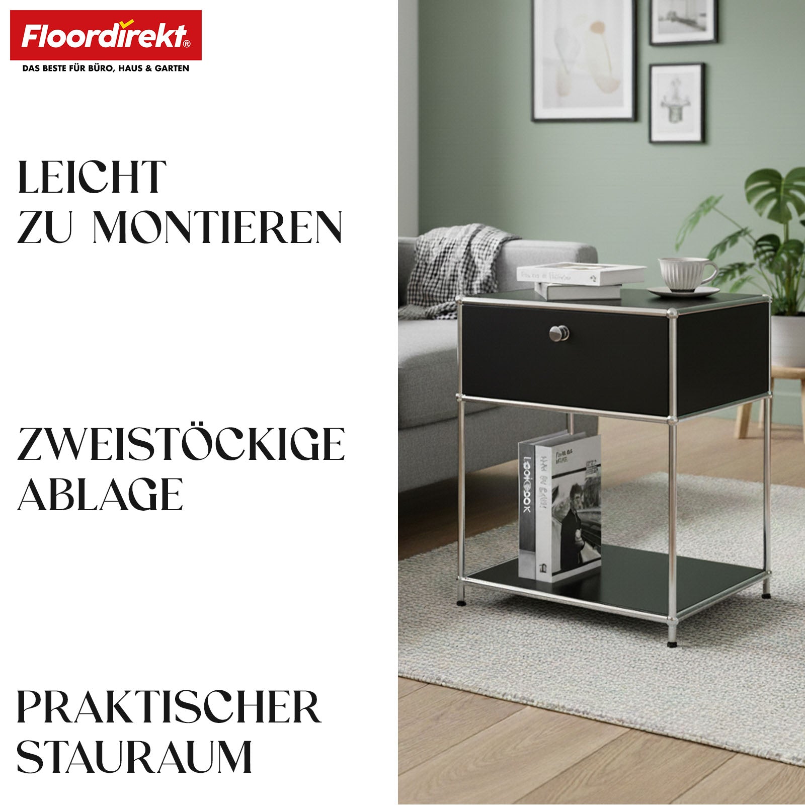 Étagère métallique | Concept Epure MK-139 | Étagère d'appoint et de rangement avec tiroir et tablettes | Disponible en plusieurs couleurs