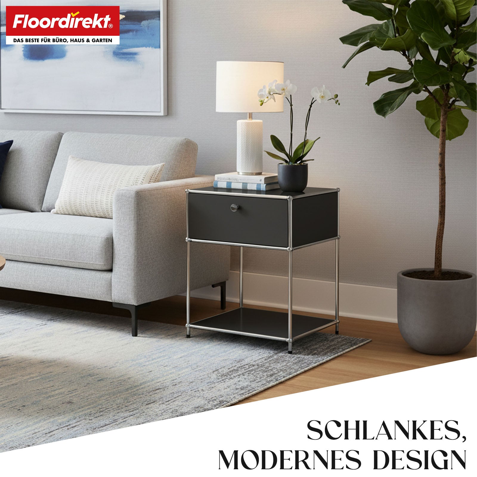 Étagère métallique | Concept Epure MK-139 | Étagère d'appoint et de rangement avec tiroir et tablettes | Disponible en plusieurs couleurs