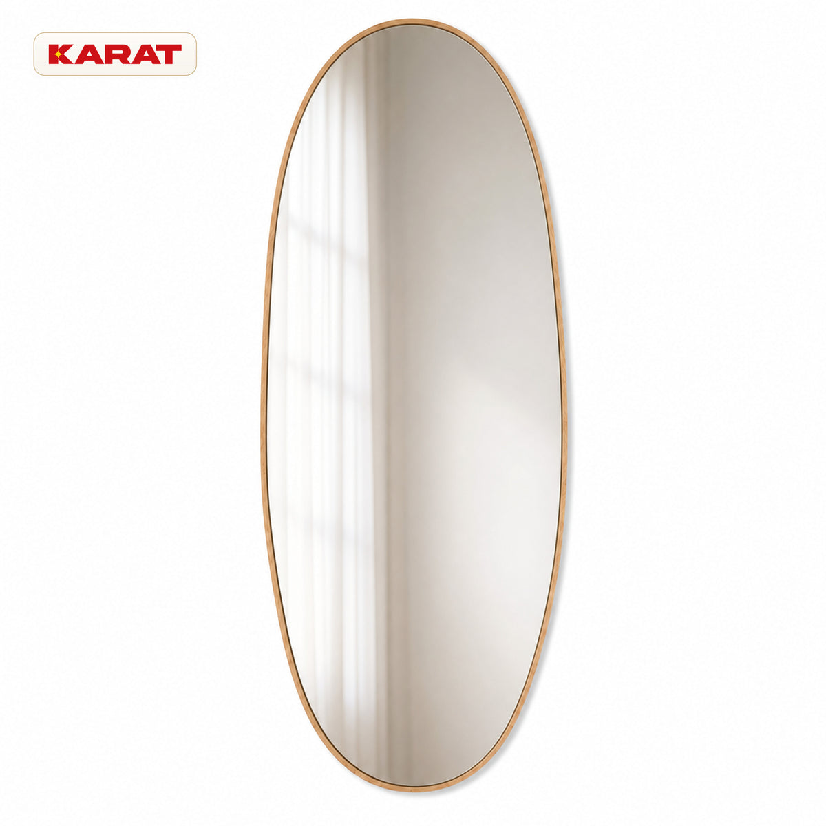 Miroir pleine longueur | Nina | Miroir mural organique avec cadre en aluminium aspect bois | 60 × 150 cm