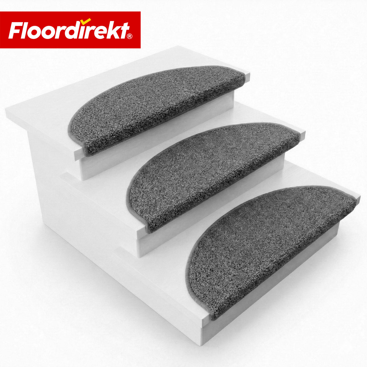 Tapis d’escalier | Madrid | Tapis de marche shaggy demi-rond, autocollant & insonorisant