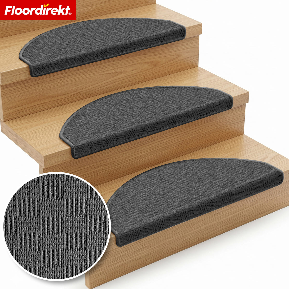 Tapis de marche | Monaco | Tapis d’escalier antidérapant en polypropylène, robuste, insonorisant et facile d’entretien en forme semi-circulaire
