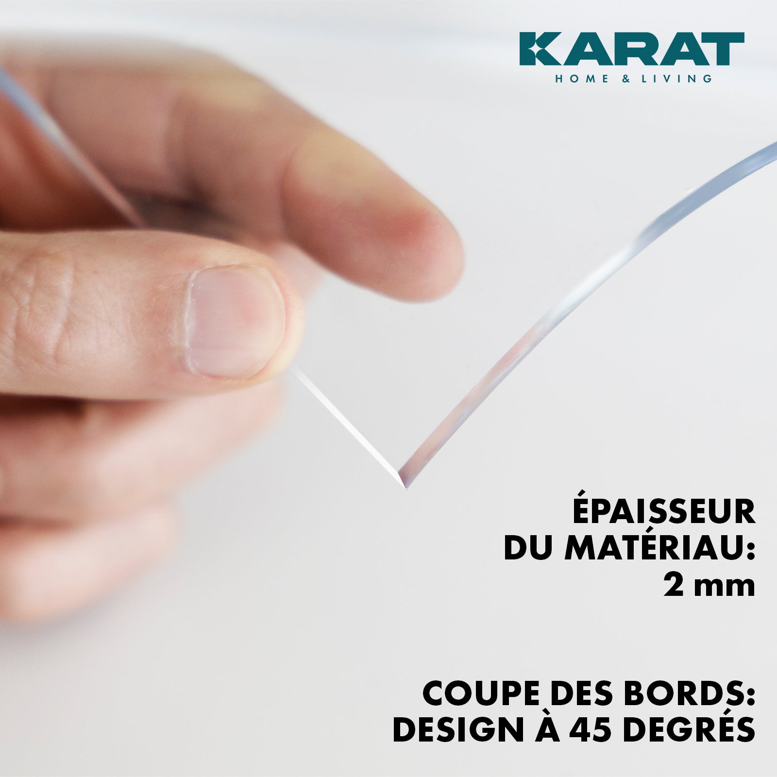 Nappe Transparente épaisse pour Table avec Bord biseauté | Crystal | Compatible Contact Alimentaire | Découpe personnalisée