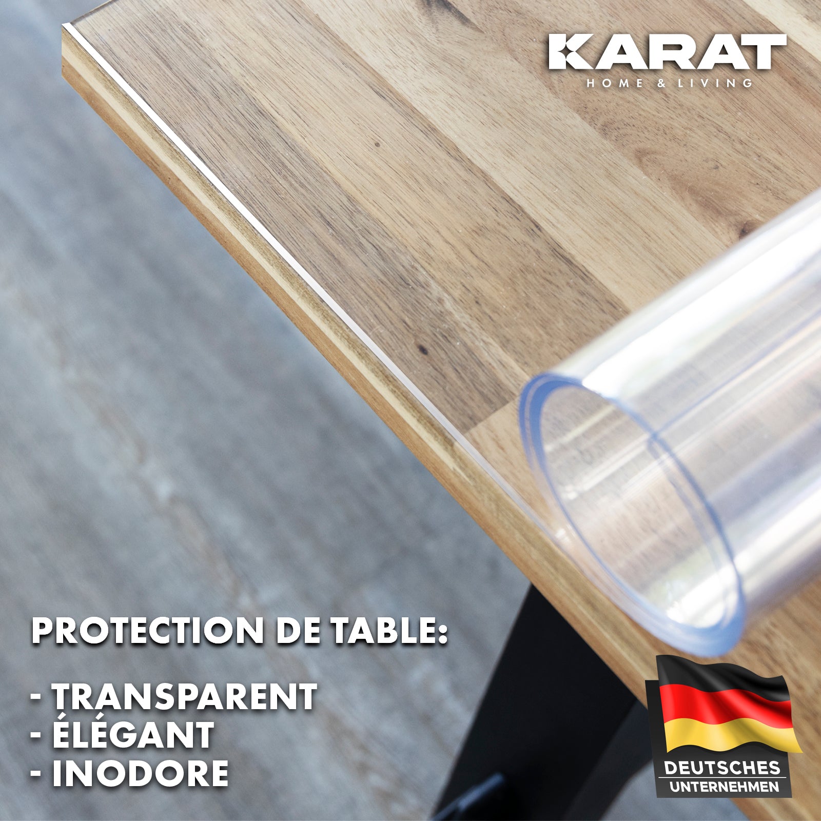 Nappe Transparente épaisse pour Table avec Bord biseauté | Crystal | Compatible Contact Alimentaire | Découpe personnalisée