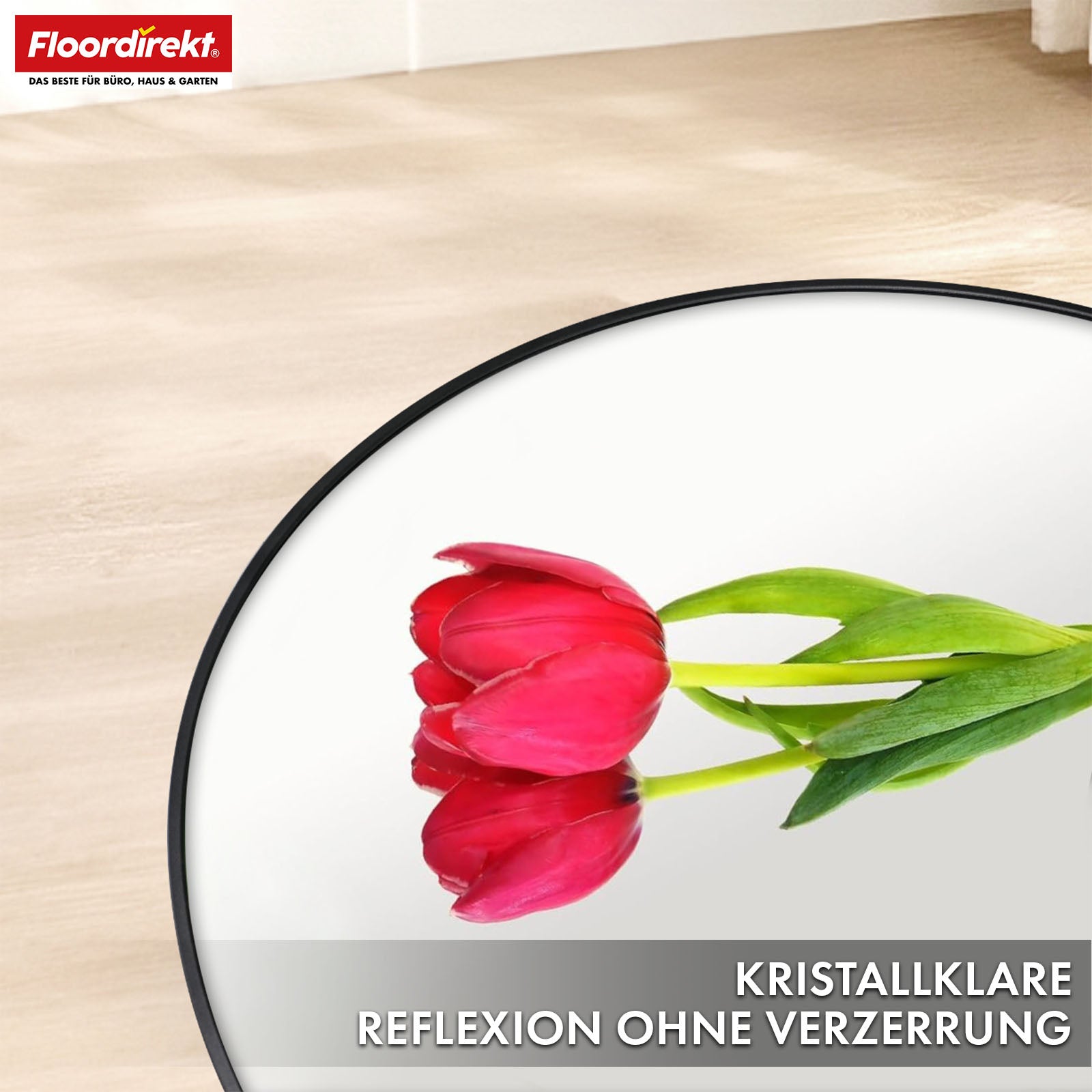 Miroir mural | Bella | Miroir rond avec cadre noir en alliage d'aluminium | Disponible en différentes tailles