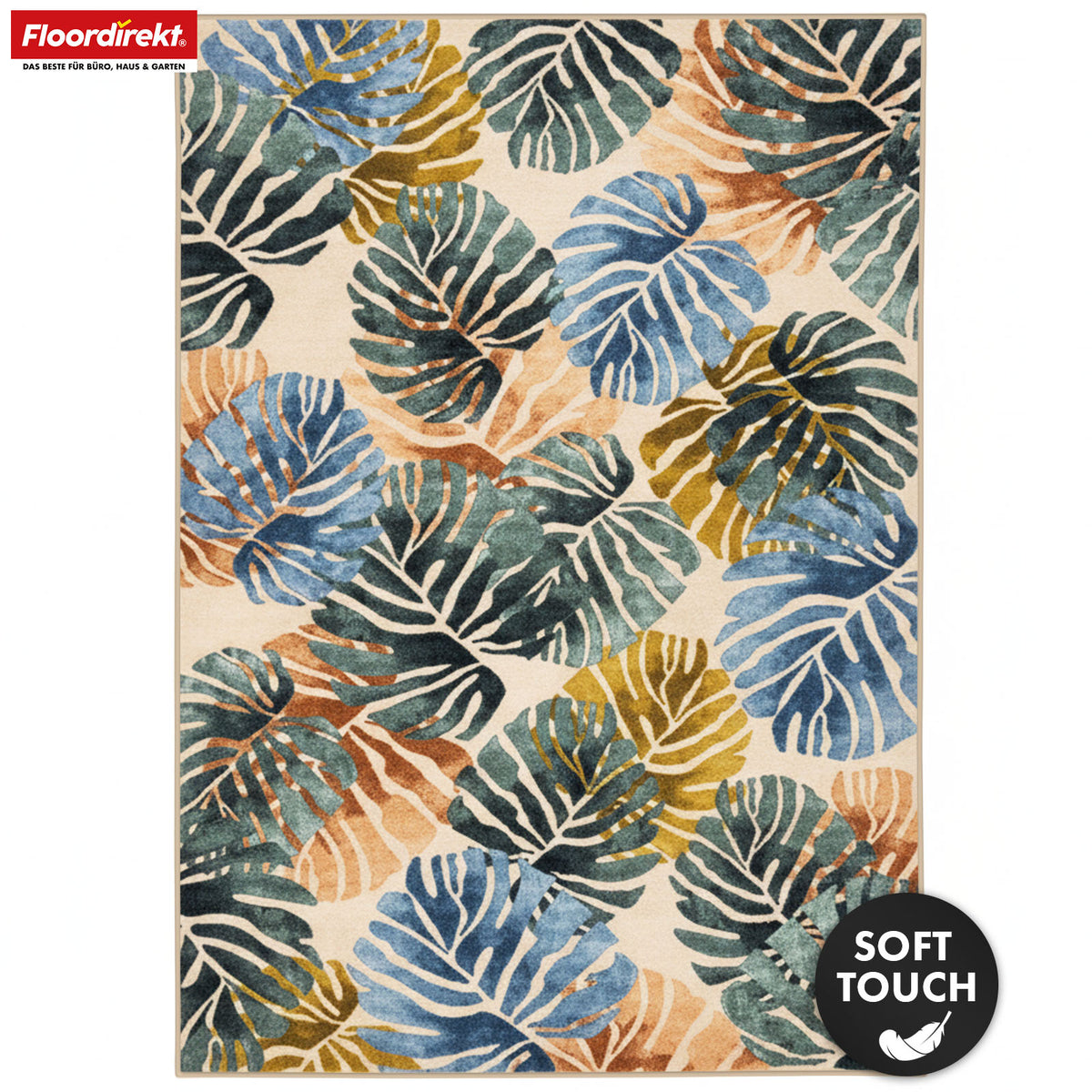 Tapis de salon | Amazonia | Tapis moderne à motif de feuilles | Antidérapant, résistant & facile d’entretien | Disponible en plusieurs tailles