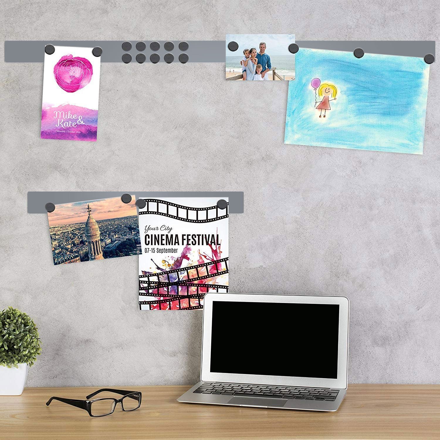 4er-Set Magnetleisten  2 Längen  5 Farben | Silver