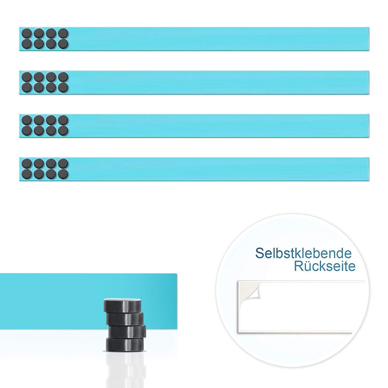 4er-Set Magnetleisten  2 Längen  5 Farben | Bleu clair