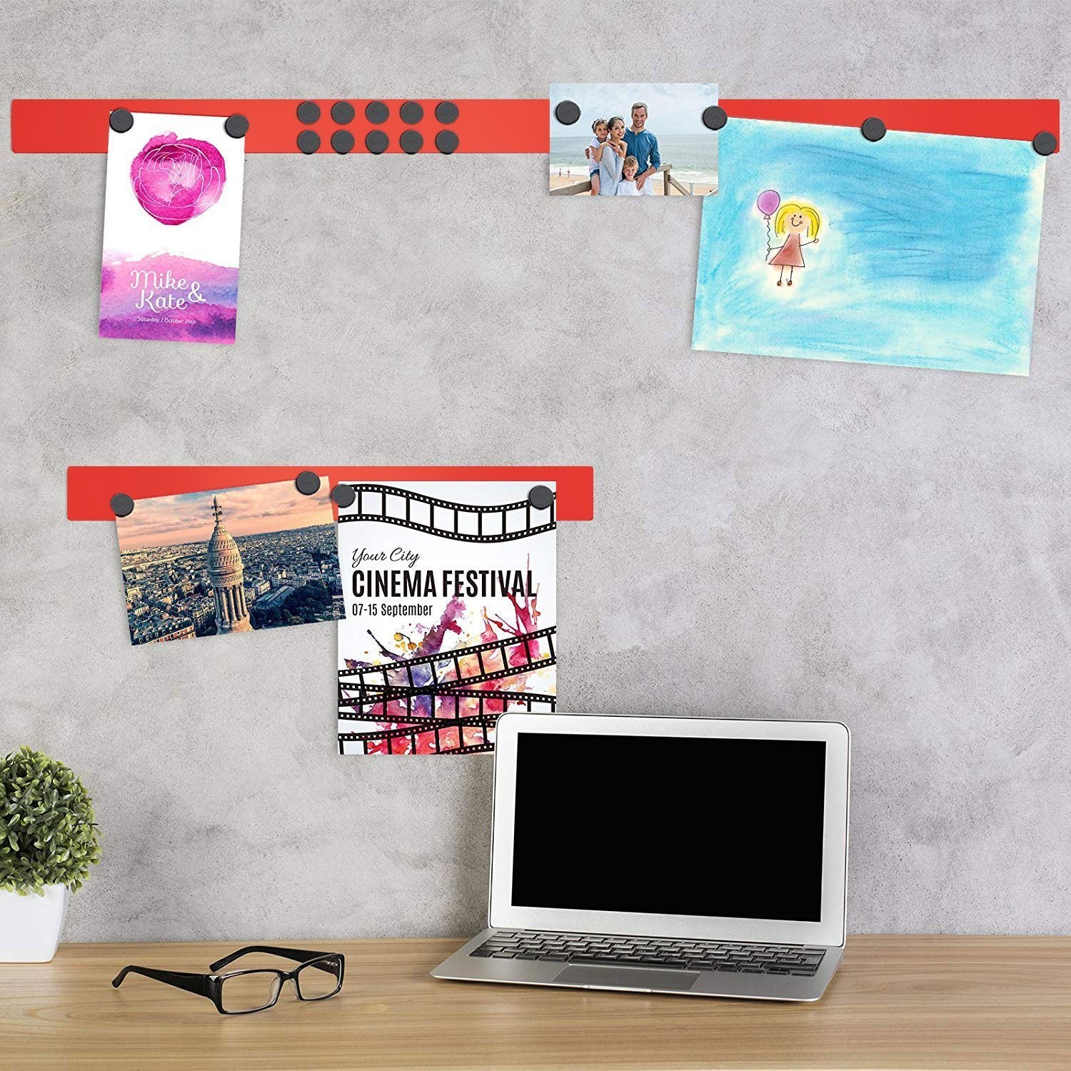 4er-Set Magnetleisten  2 Längen  5 Farben | Rouge