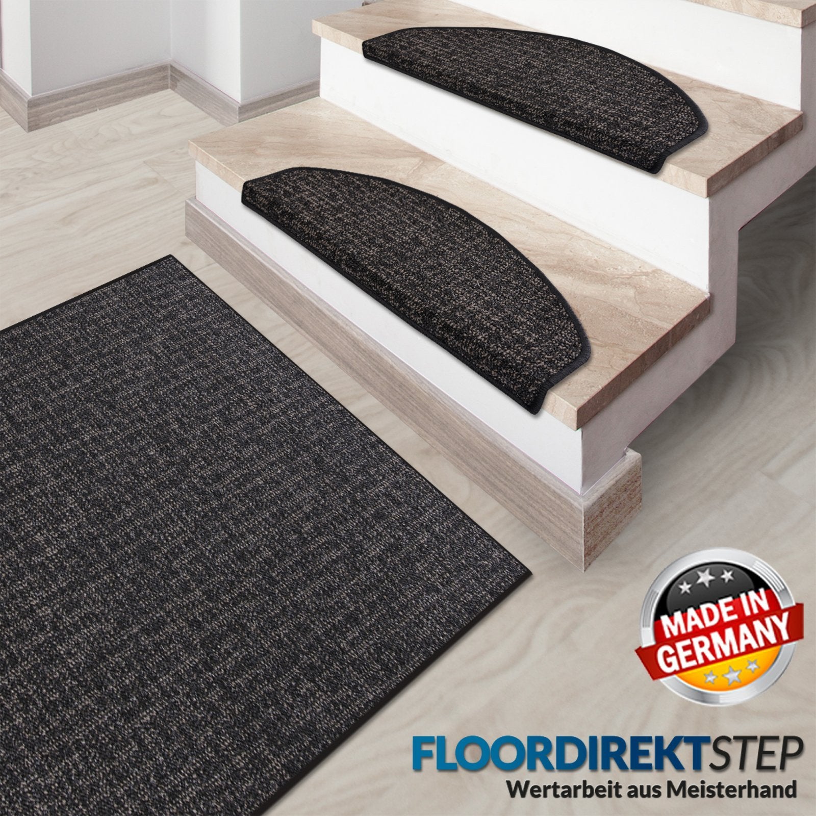 Stufenmatte Bermuda | Semicirculaire oder eckig | Gris