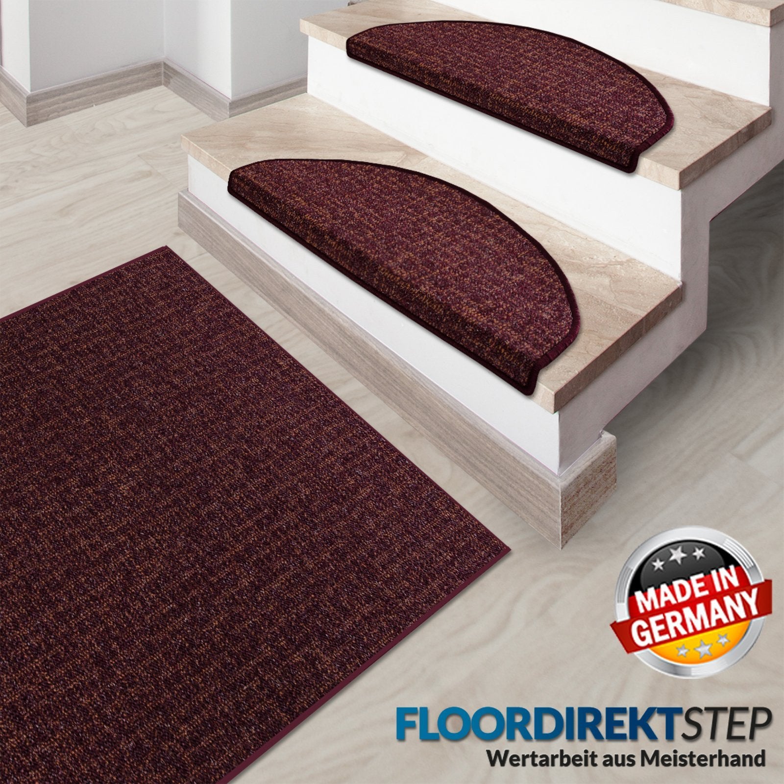 Stufenmatte Bermuda | Semicirculaire oder eckig | Rouge