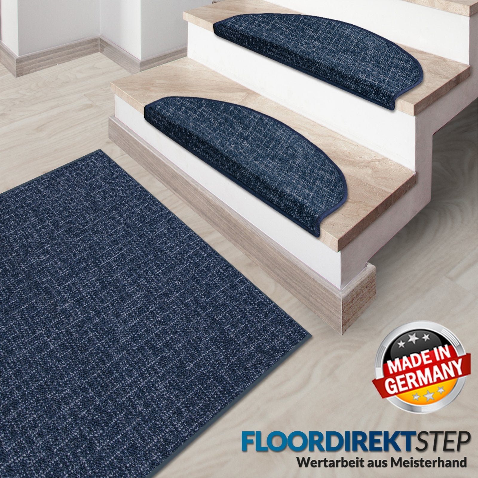 Stufenmatte Bermuda | Semicirculaire oder eckig | Bleu