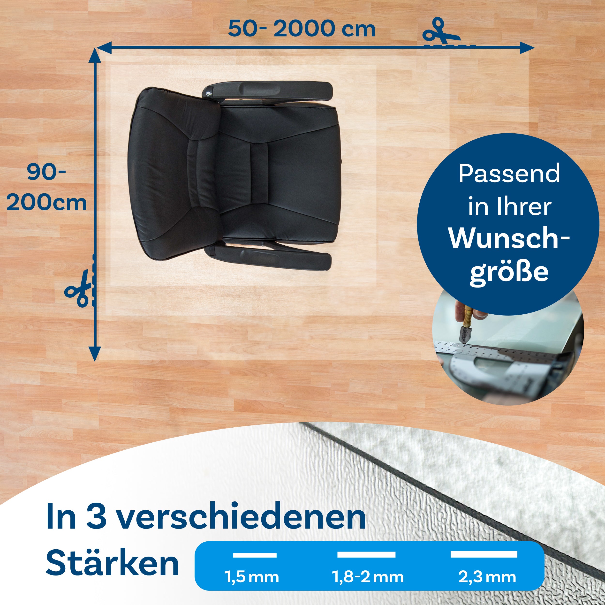 Tapis De Protection Pour Chaise De Bureau Transparent - 1.5mm D'épaisseur Pour Sols Durs