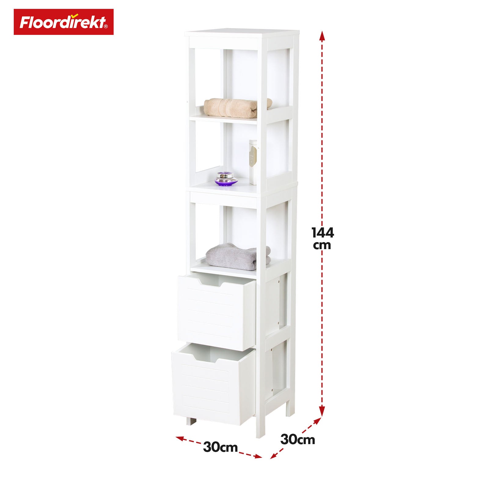 Armoire de salle de bain | Idaho | Armoire blanche à 5 compartiments | Design compact pour un espace de rangement optimal