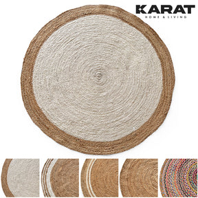 Tapis en jute Agra | Rond | Tissé à la main | En fibres naturelles | Différentes tailles