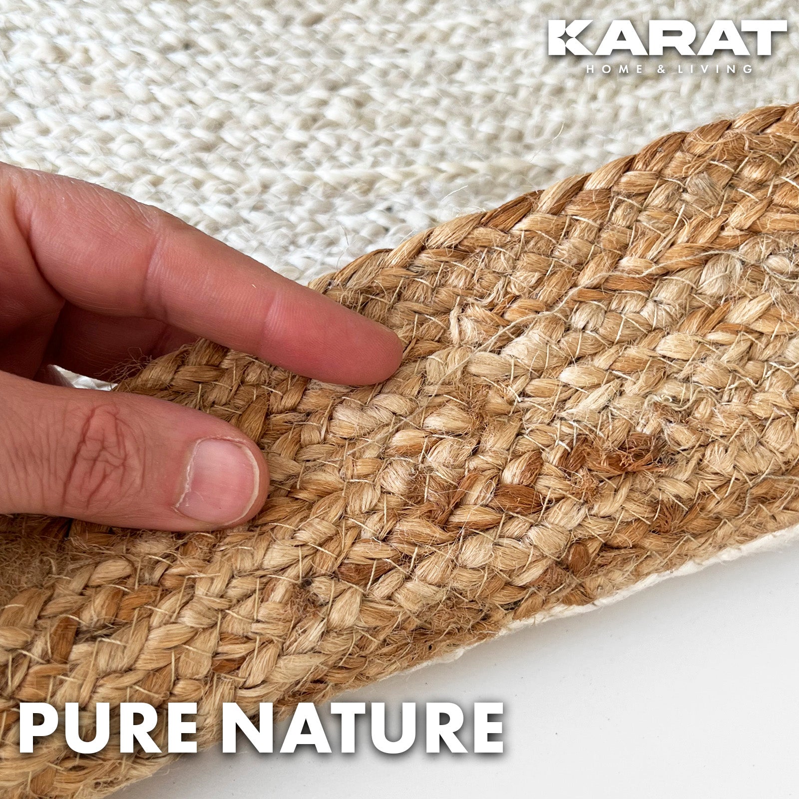 Tapis en jute Agra | Rond | Tissé à la main | En fibres naturelles | Différentes tailles