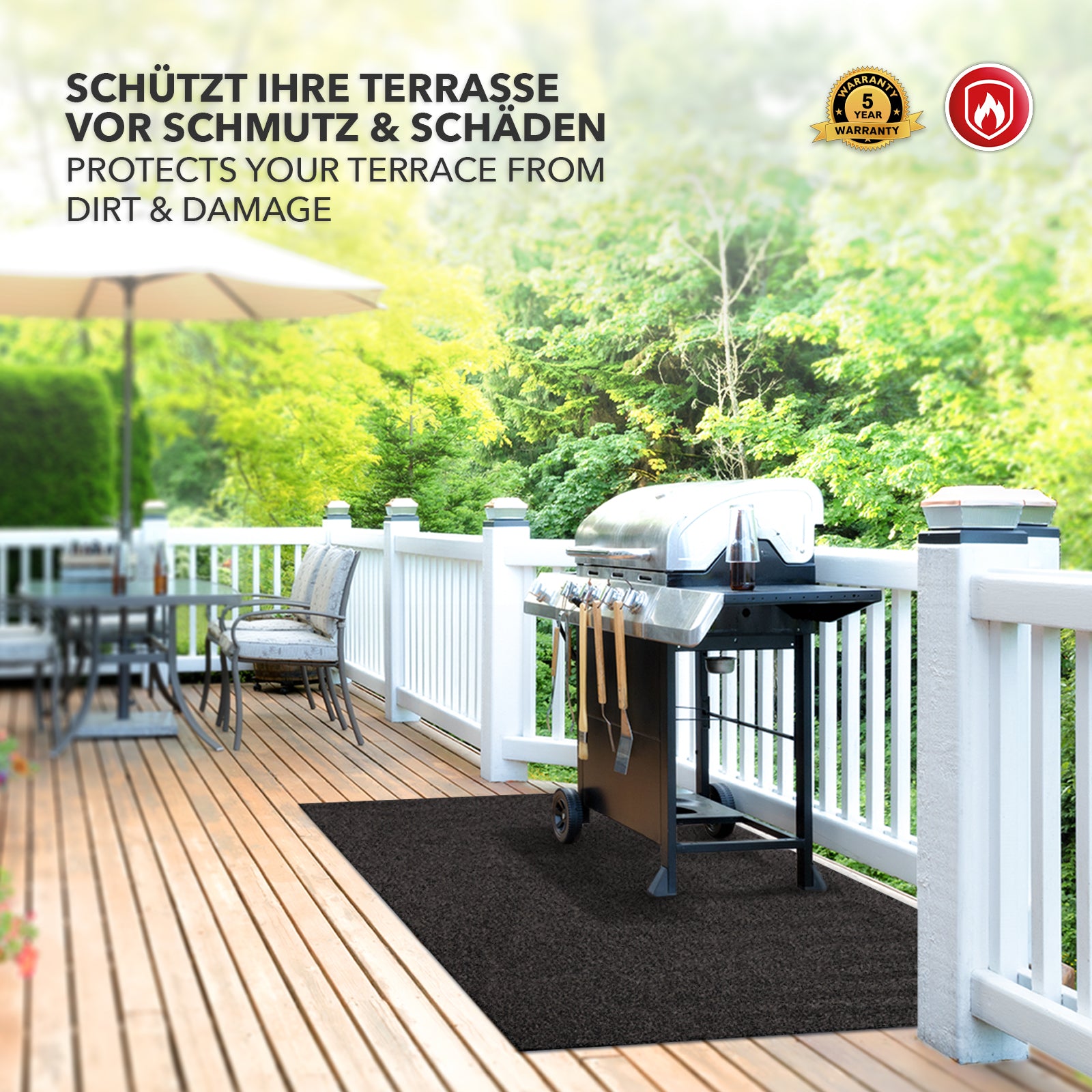 Tapis de barbecue Dalton | Tapis de protection du gril | Difficilement inflammable