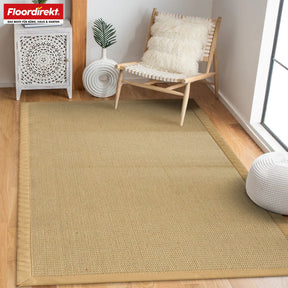Tapis de jute | Bombay | Avec dos antidérapant & bordure en coton | Dans de nombreuses tailles