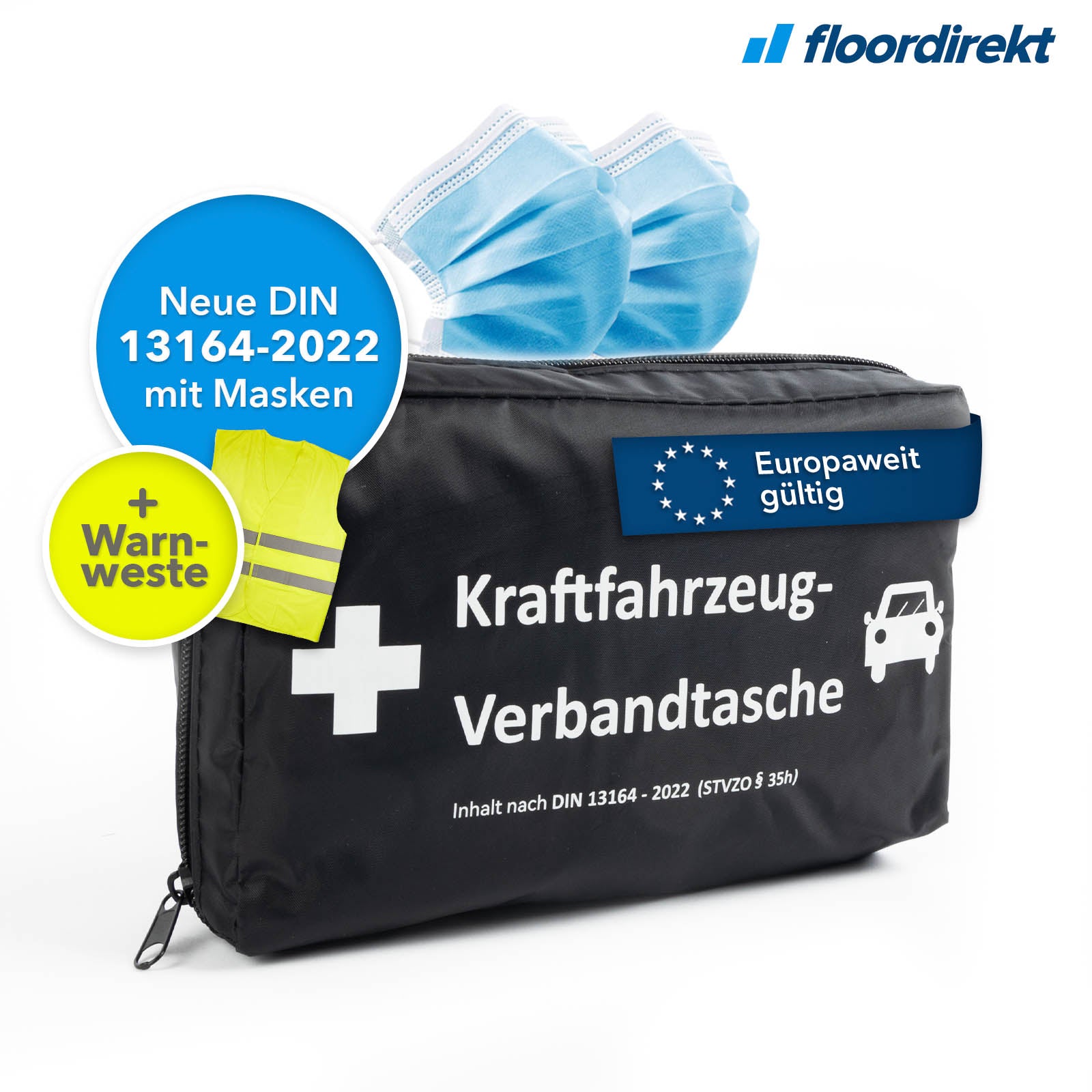 Trousse De Secours Voiture Notlok DIN 13164 - Kit Complet Premier Secours, étanche, 20x40x6 Cm, Pour Voiture, Moto, Vélo, Camping