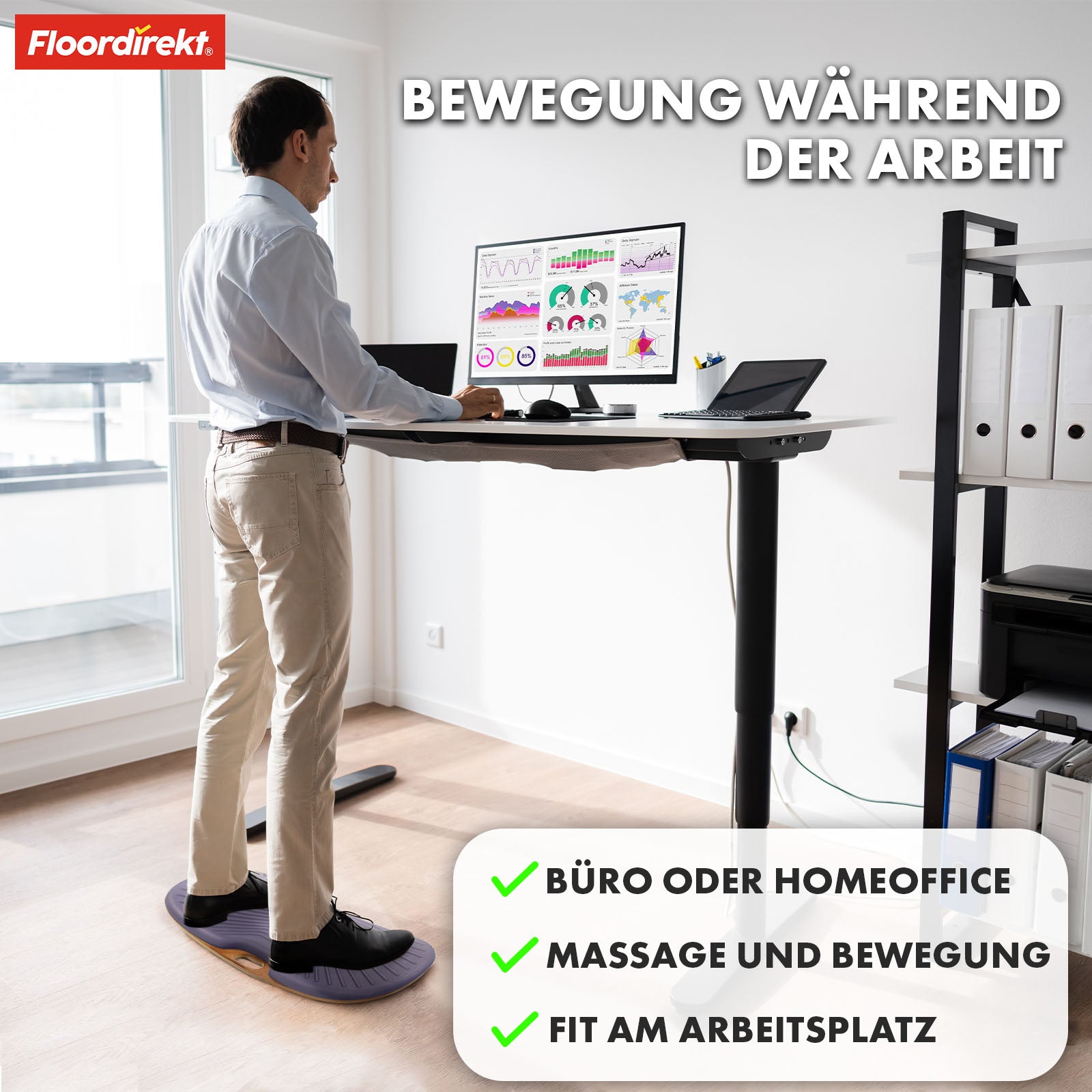 Balance Board | Hawaii | Tapis antifatigue pour tables hautes dans les bureaux et bureaux à domicile | Tapis de travail disponible en deux versions