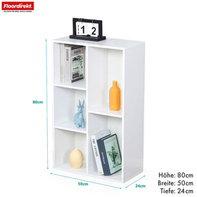 Bibliothèque | Arkansas | Étagère sur pied en MDF blanc avec 5-9 compartiments pour livres et accessoires de maison